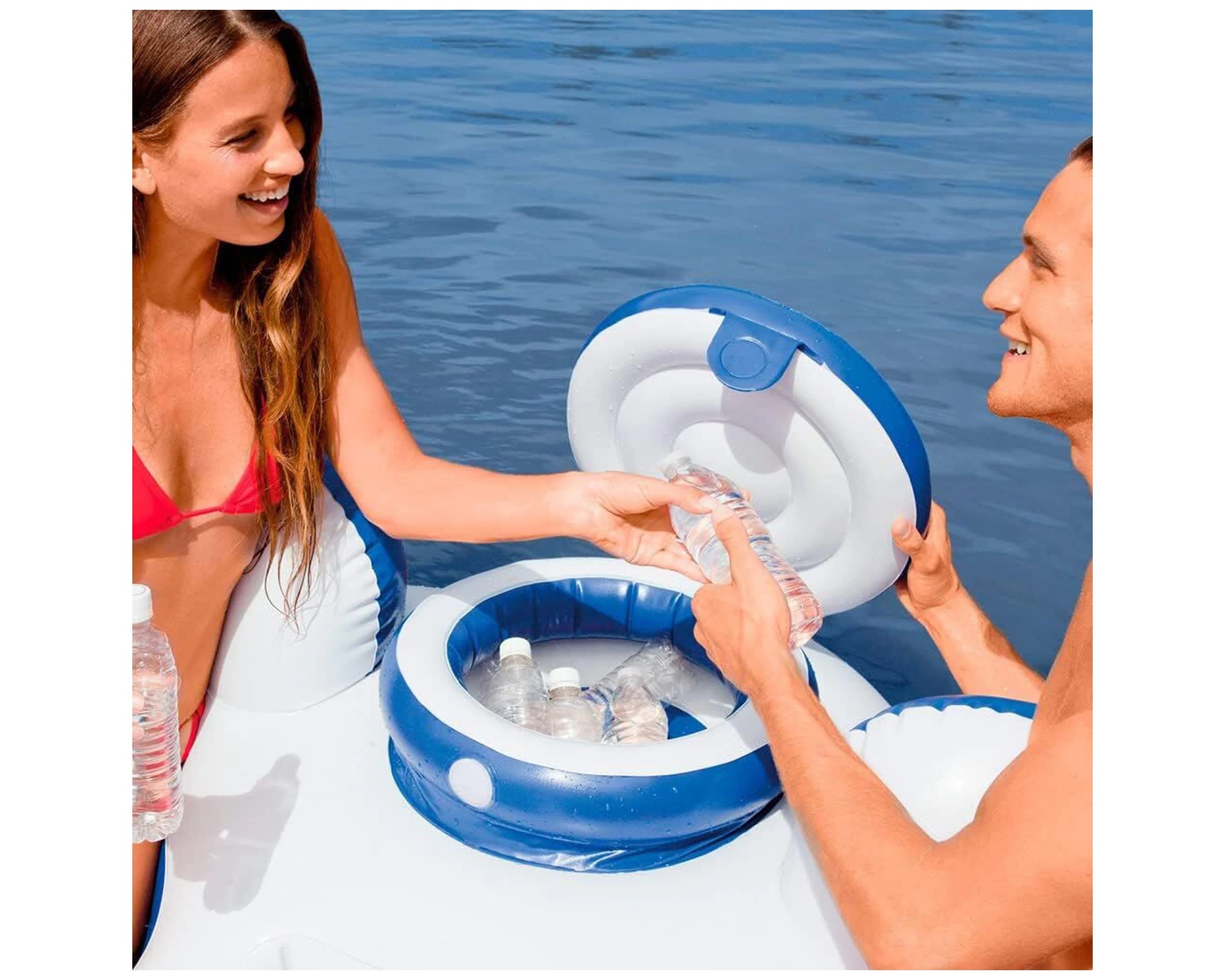 3 Intex River Run 2 Person Inflatable Outdoor Water Tube - Built-In Cooler - Multi, 3 of 4