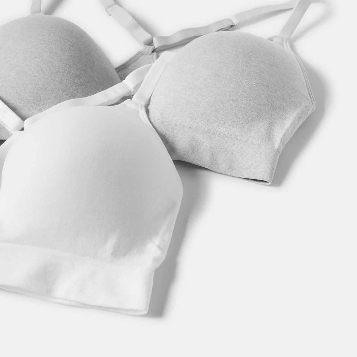 2 2 Pack Wirefree Racerback T-shirt Bra SILVER MARLE, WHITE, 2 of 10