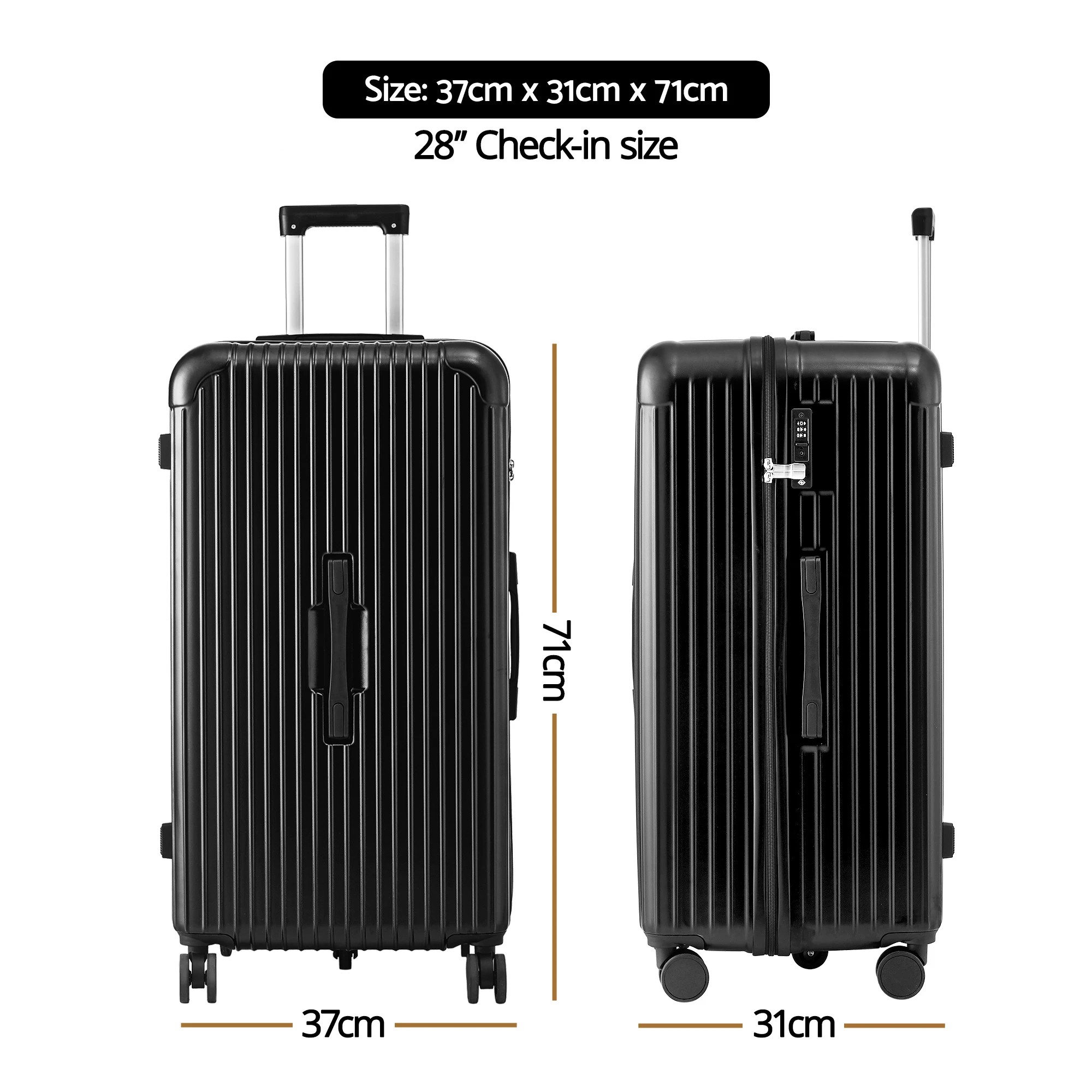 4 Wanderlite 28" Trunk Luggage Suitcase Travel 5 Wheels Type-C Port TSA - Black, 4 of 8
