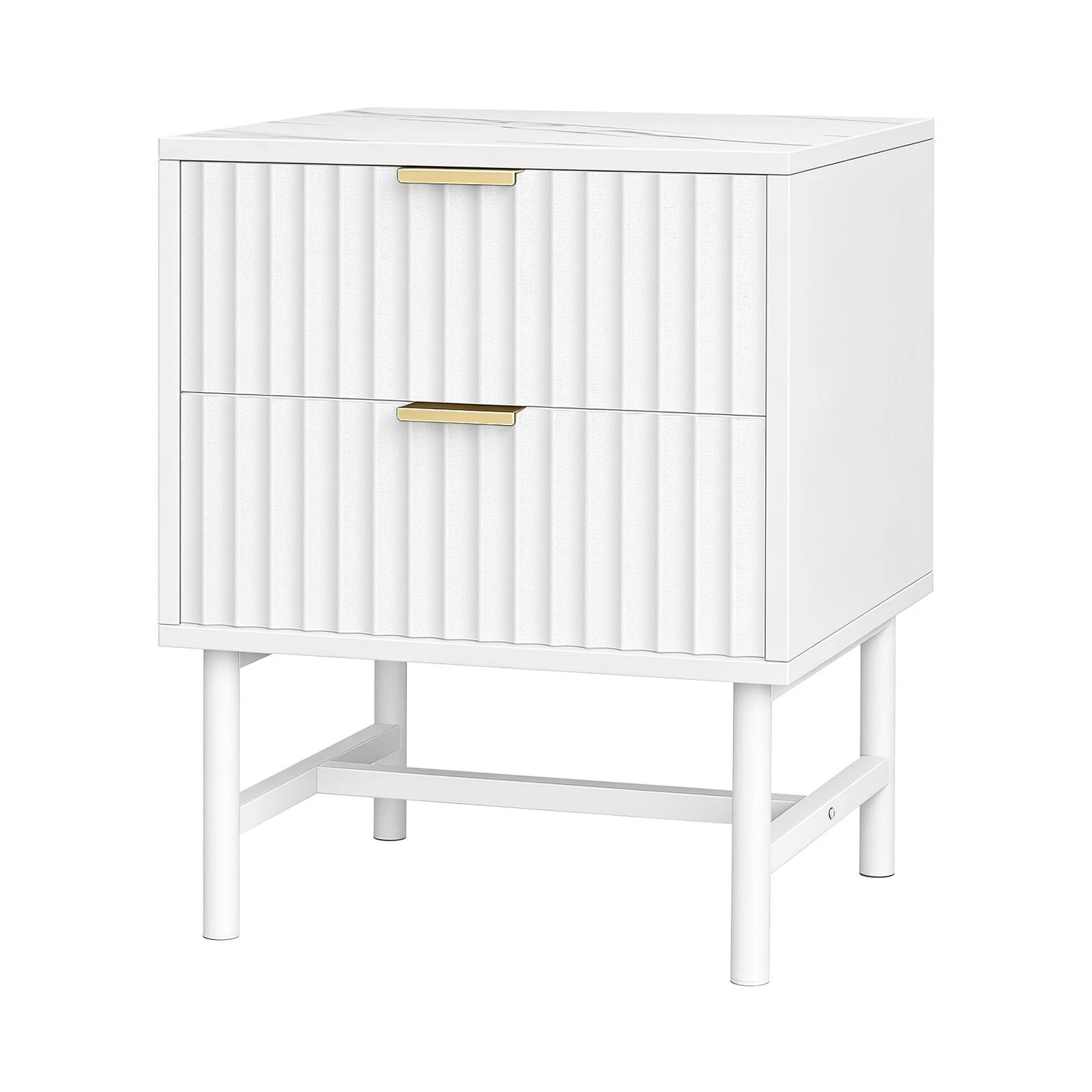 1 Artiss Bedside Table 2 Drawers - - White, 1 of 6