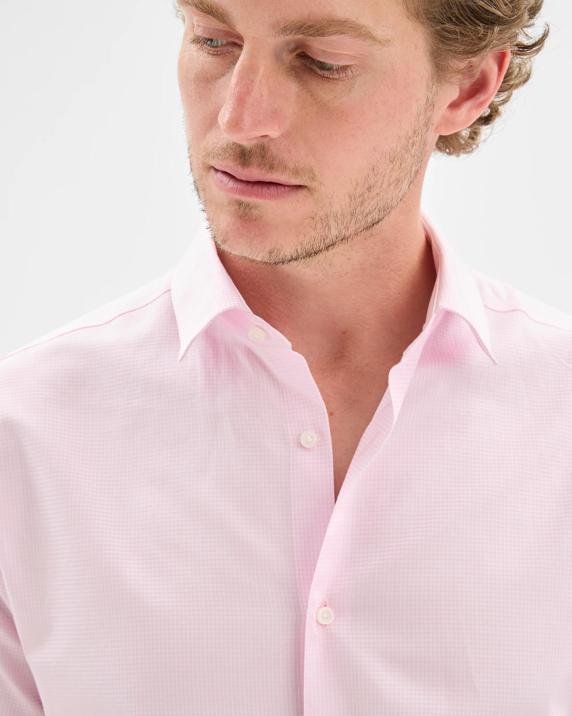 4 Australian Cotton Long Sleeve Gingham Shirt - Preview PINK CHECK, 4 of 5