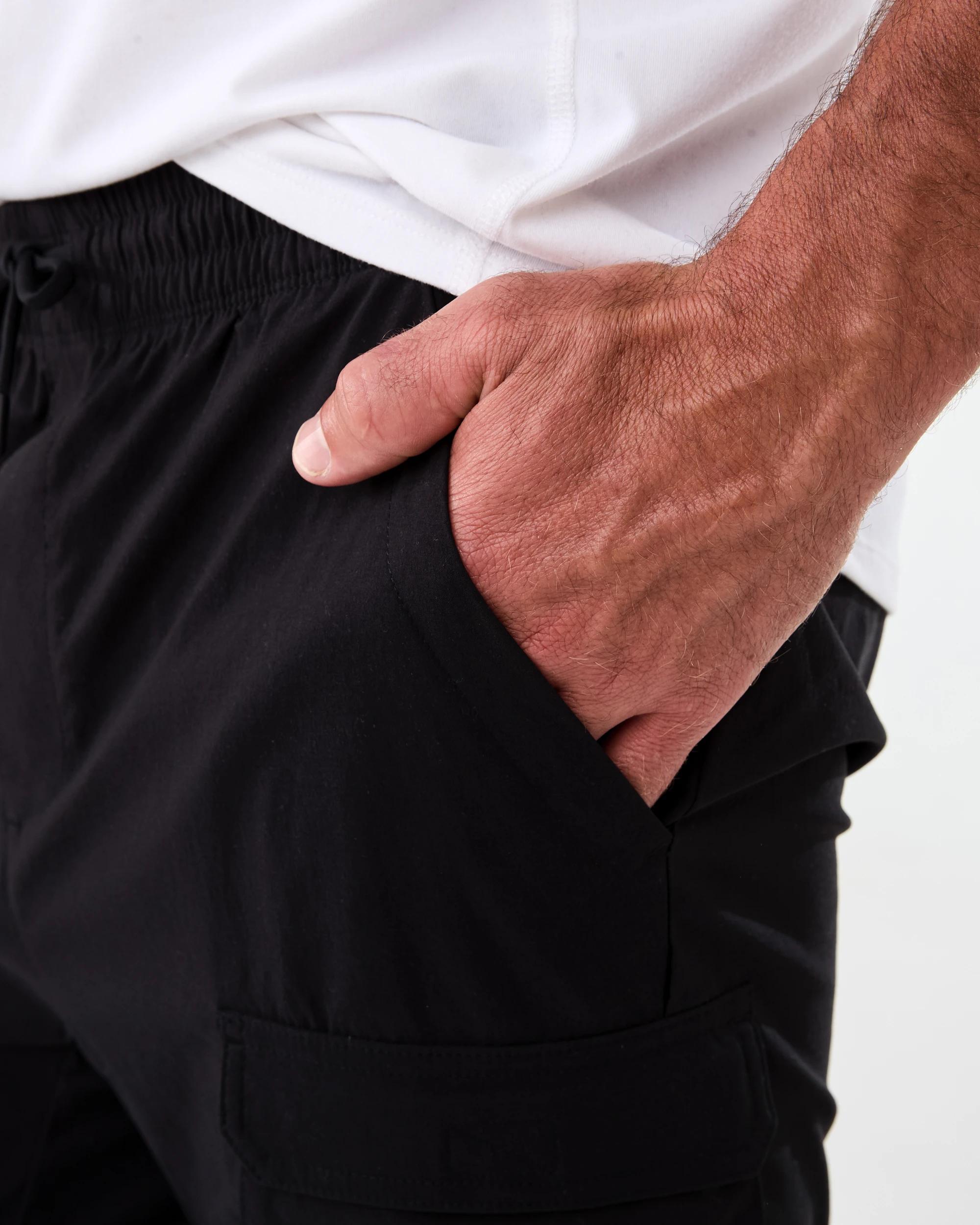 5 Active Mens Woven Cargo Pants BLACK, 5 of 6