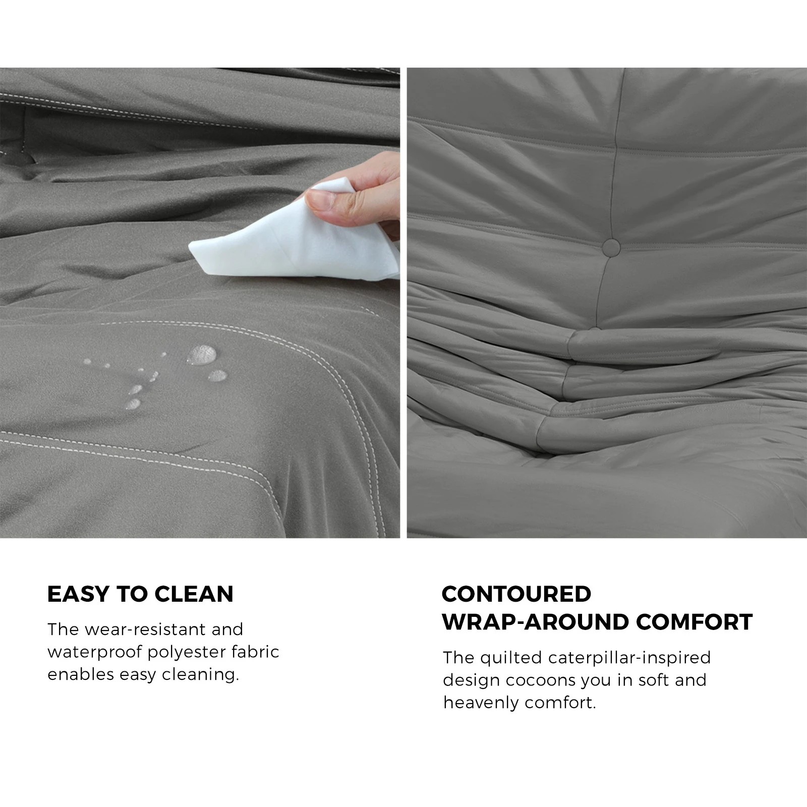 8 Oikiture Floor Sofa Accent Chair Lazy Couch Lounge - Grey, 8 of 10