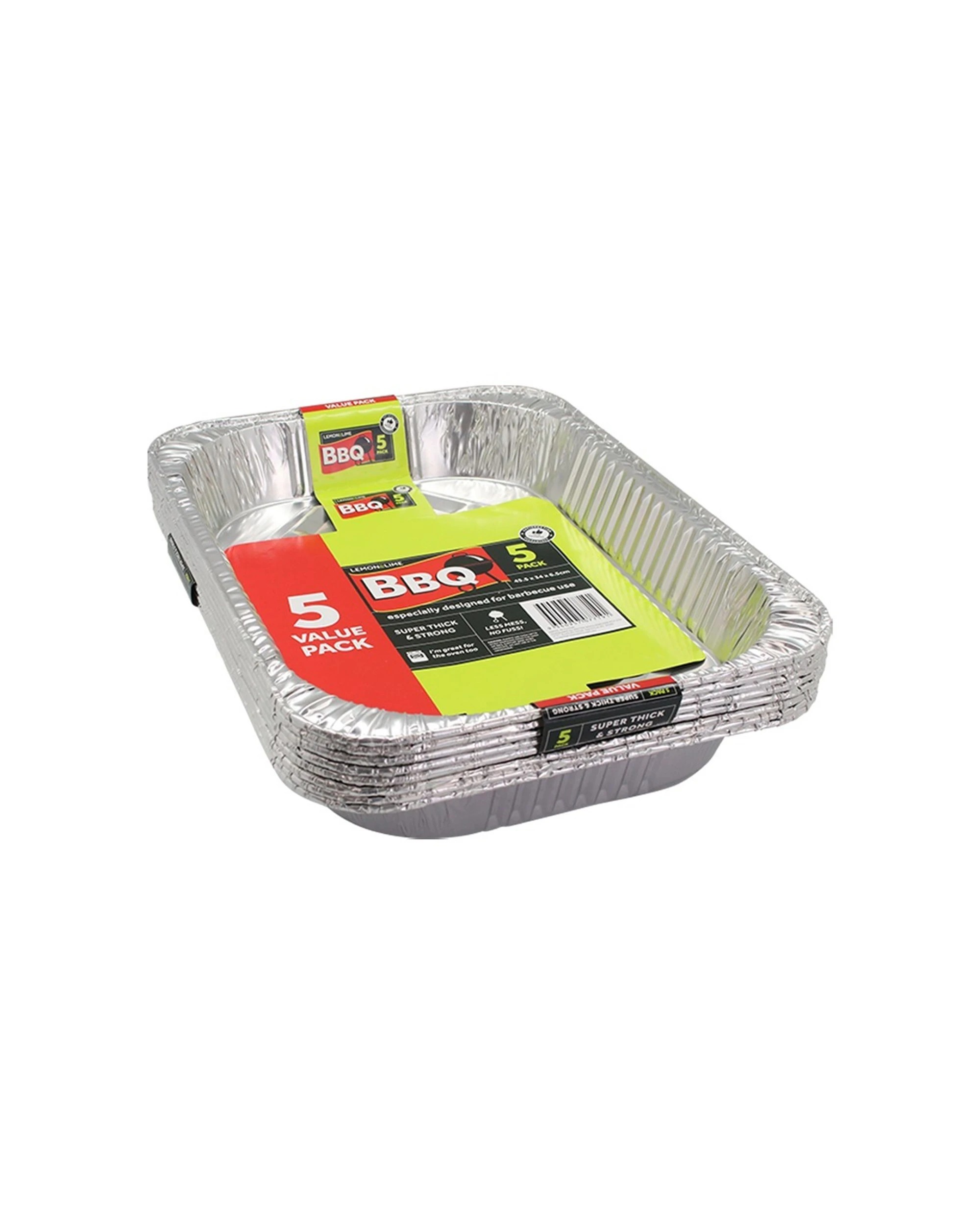 1 5pc Lemon & Lime 45.5cm Disposable Aluminium Foil Bbq/oven Roasting/baking Tray
 - Silver, 1 of 3