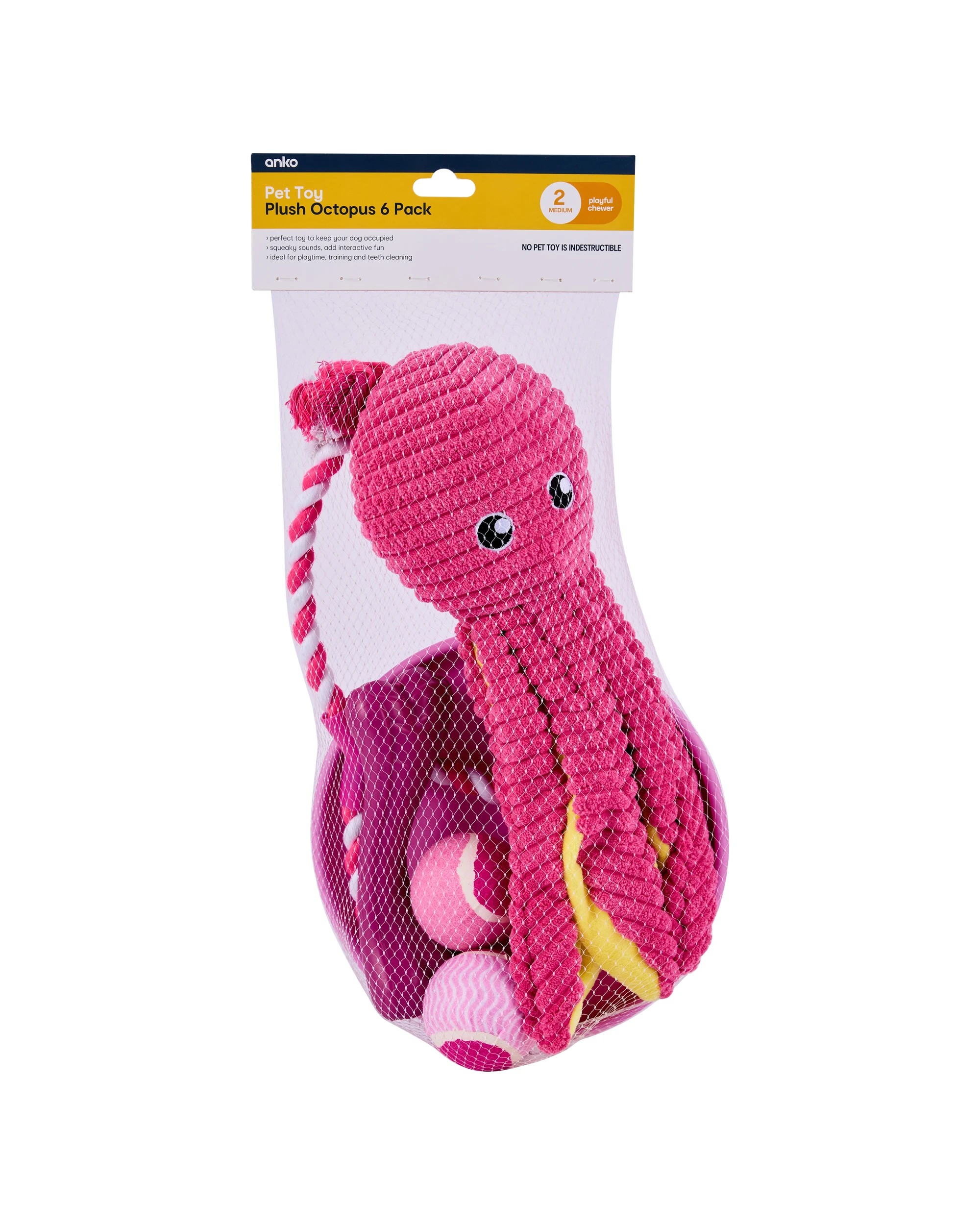 7 6 Pack Pet Toy Plush - Octopus, 7 of 7