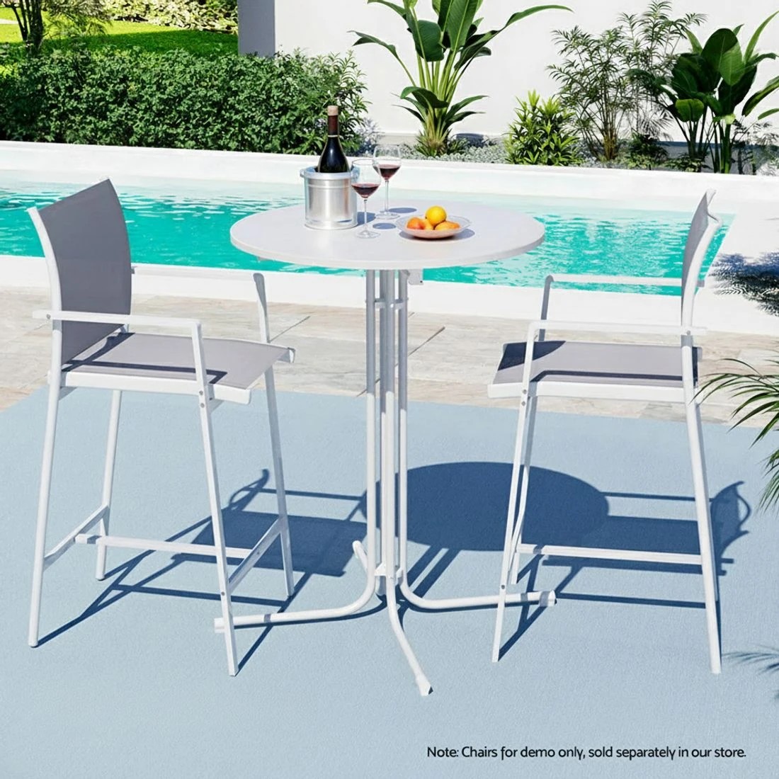 6 Gardeon Outdoor Bar Table Round Folding Desk Top 109cm Patio Furniture - White, 6 of 7