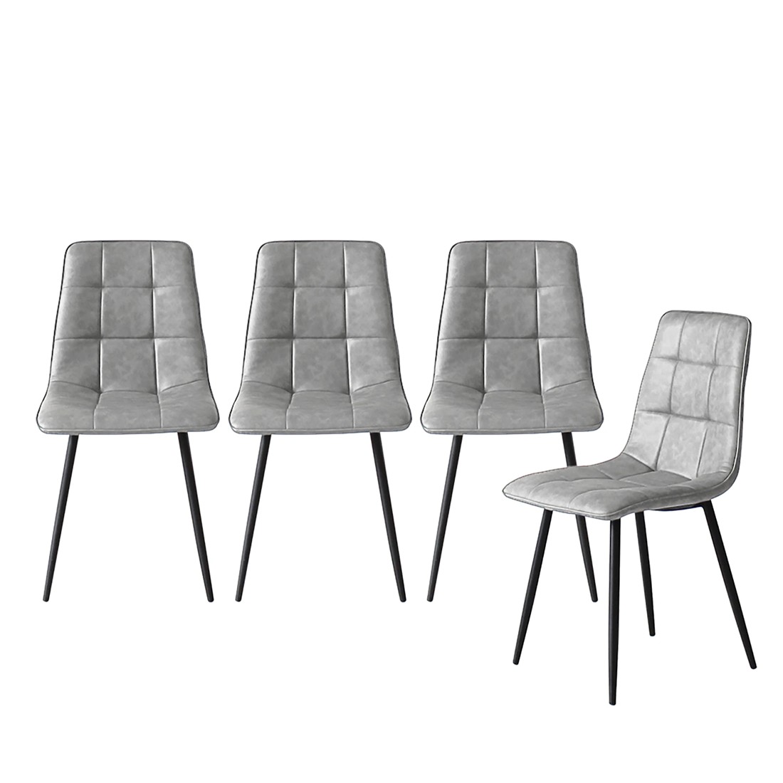 1 Levede 1 Set Of 4 Retro Dining Chairs - Grey, 1 of 6