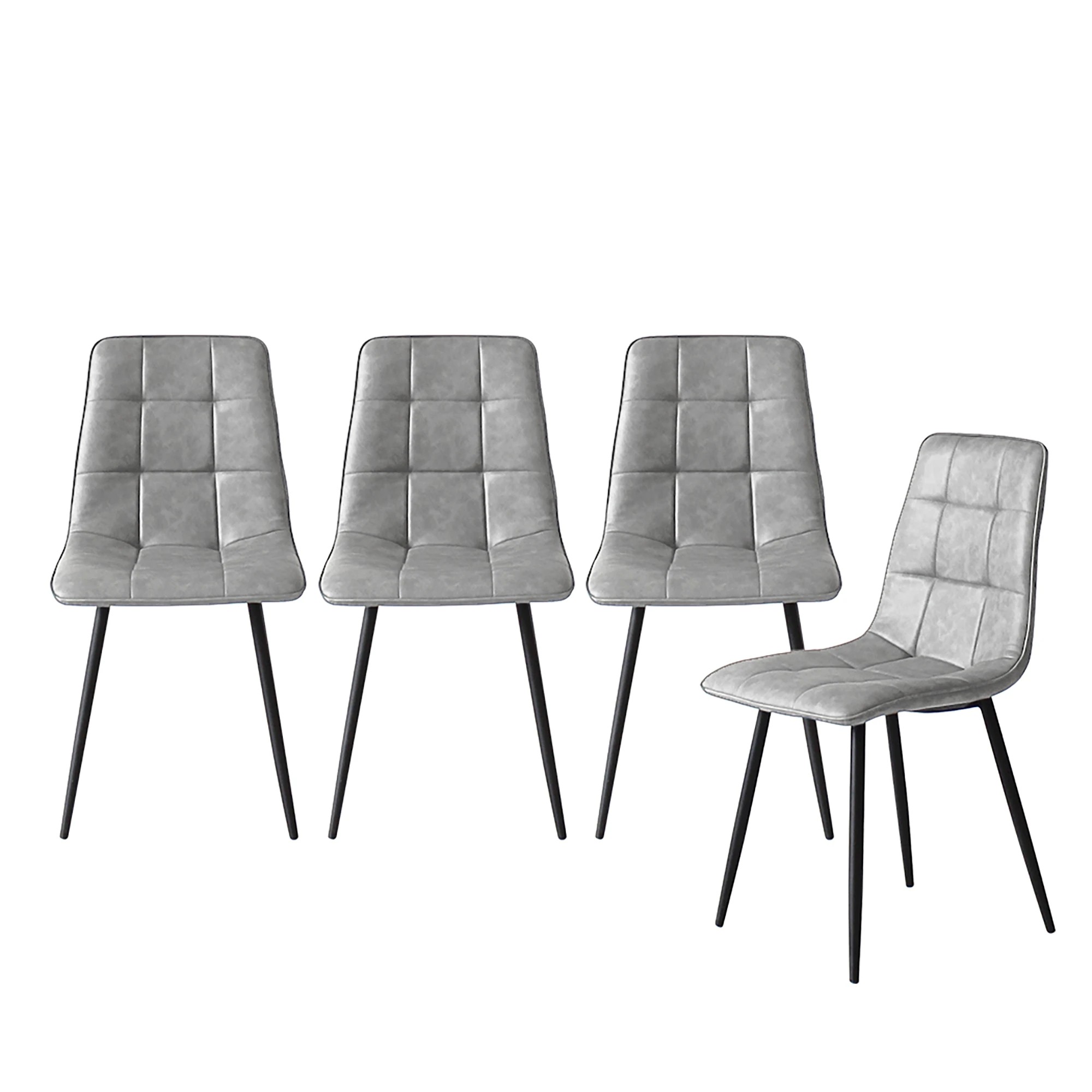 1 Levede 1 Set Of 4 Retro Dining Chairs - Grey, 1 of 6