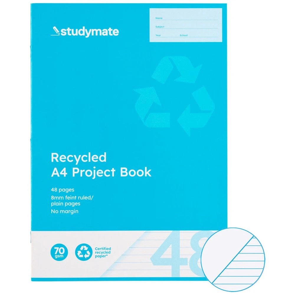 1 Studymate A4 70gsm 8mm Recycled Project Book 48 Page, 1 of 2