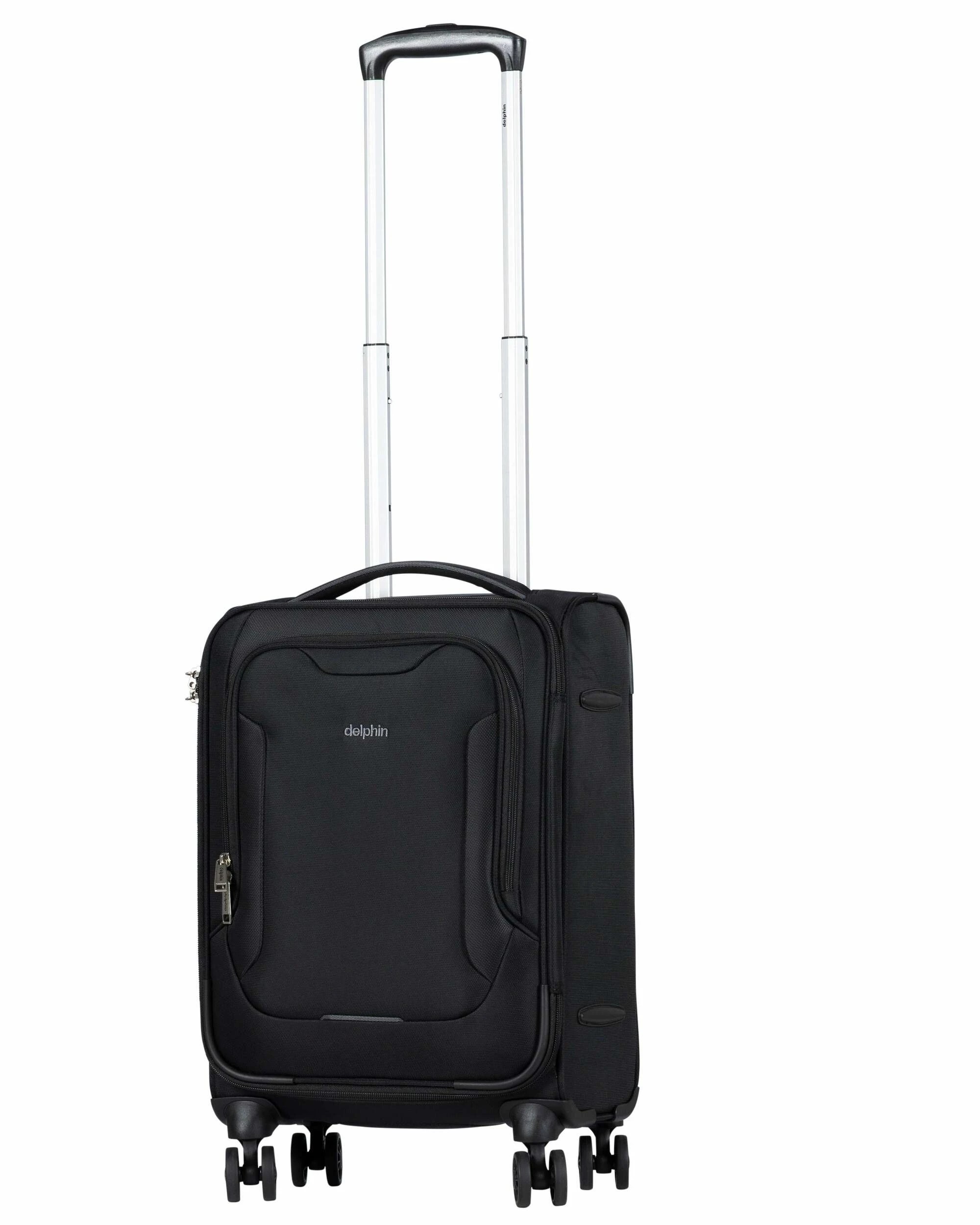 3 Delphin Softside Carry-On Spinner Suitcase - 56cm - Black - Black, 3 of 4