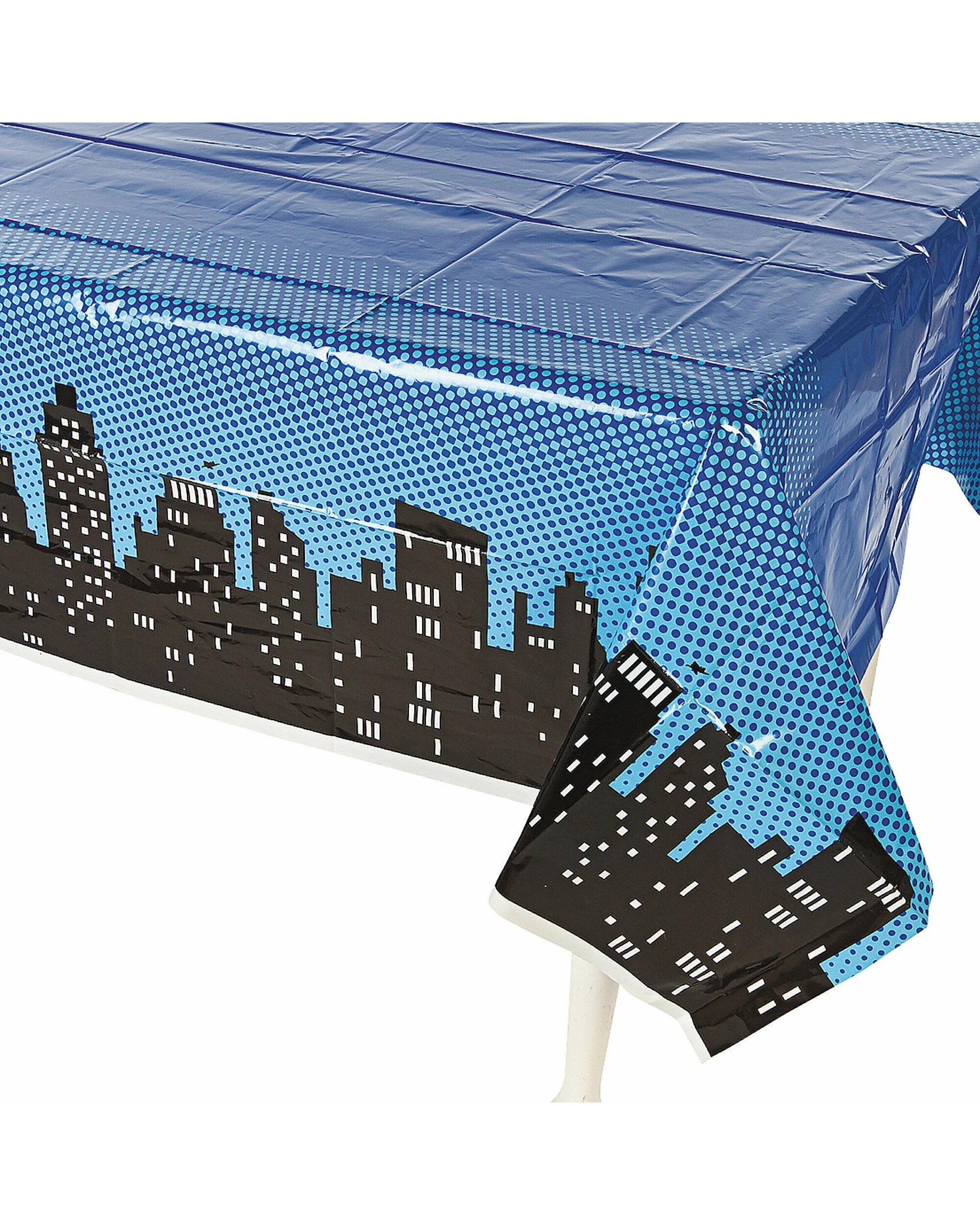 1 Partyrama Superhero Cityscape Plastic Tablecloth, 1 of 1