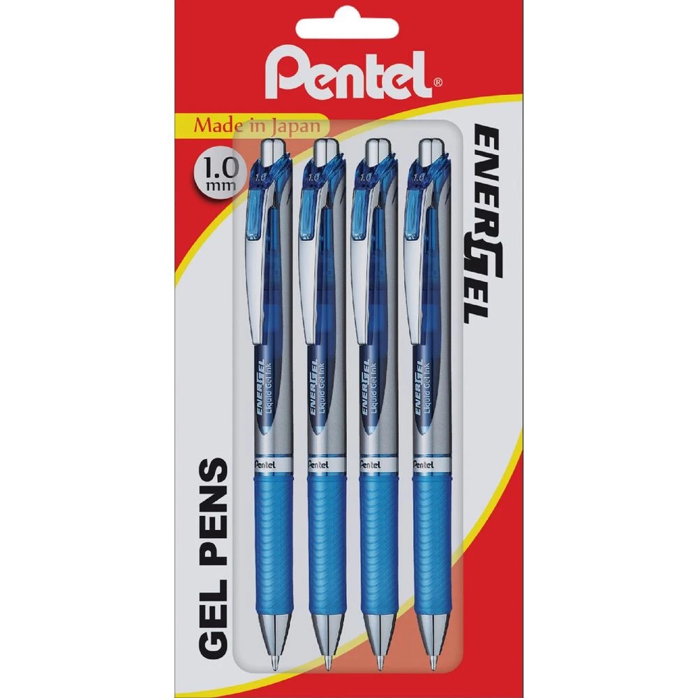 1 Pentel Energel BL80 Gel Pens 1mm Blue 4 Pack, 1 of 2