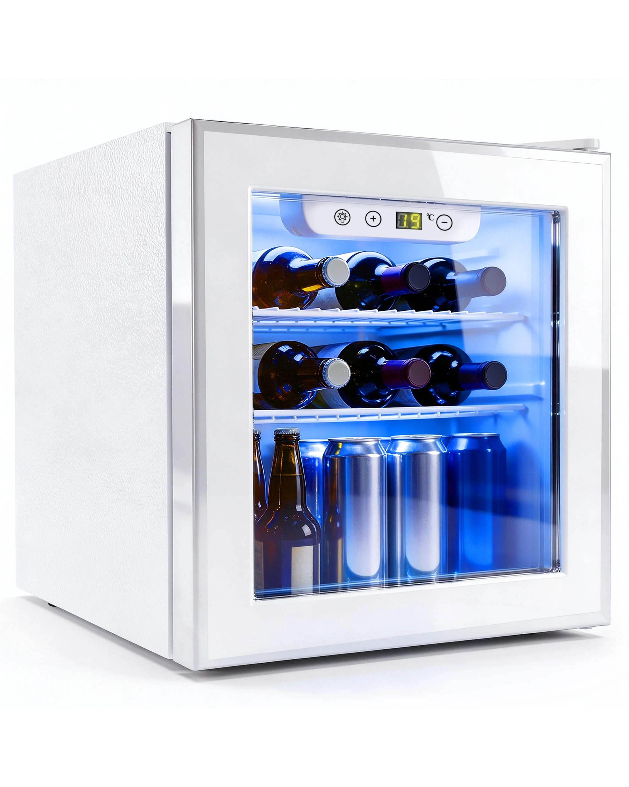 1 Advwin Digital Mini Beverage Cooler 46L Wine Cooler with Interior Light - White, 1 of 5