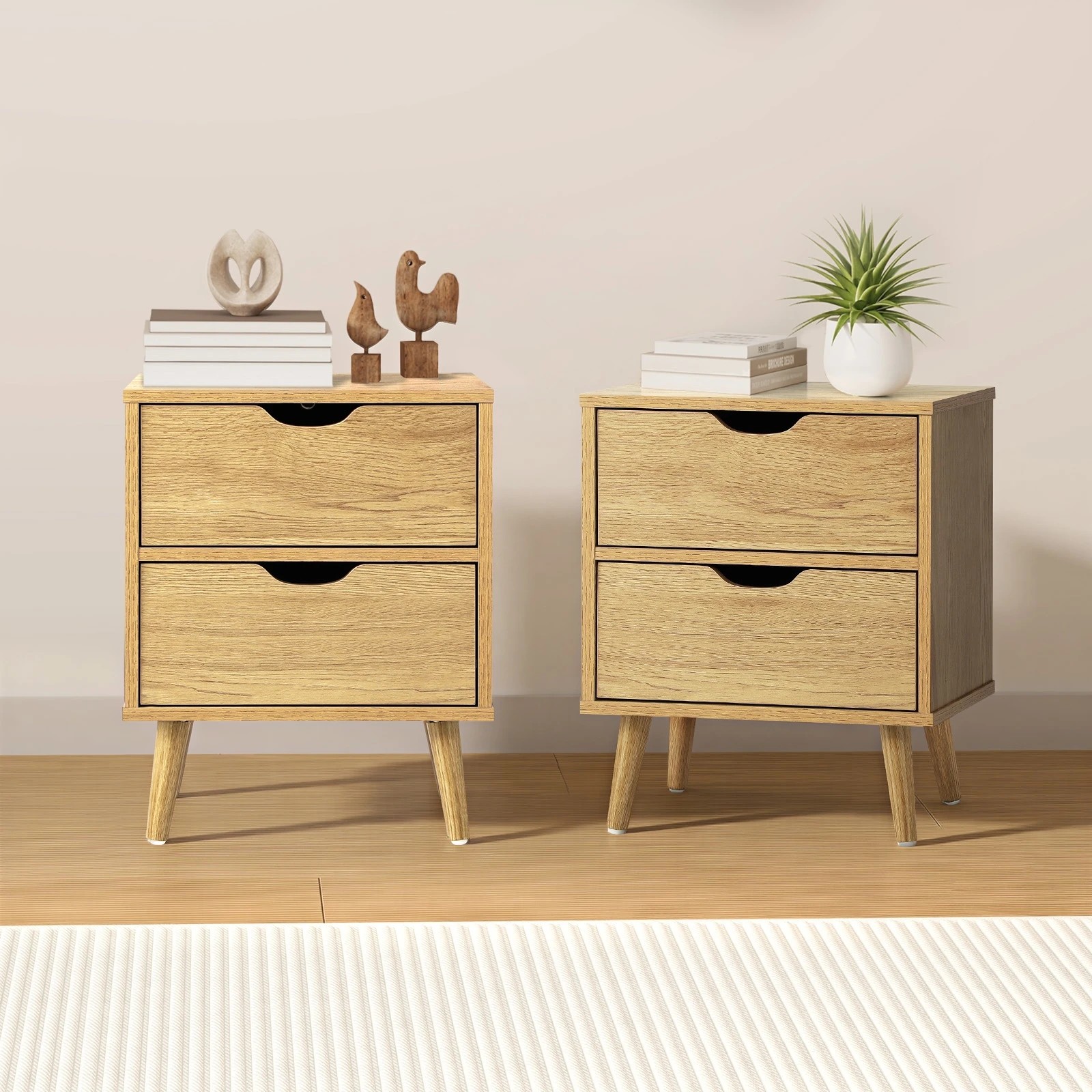 3 Oikiture 2 X Bedside Tables Side Table Bedroom Furnitureen - Natural, 3 of 10
