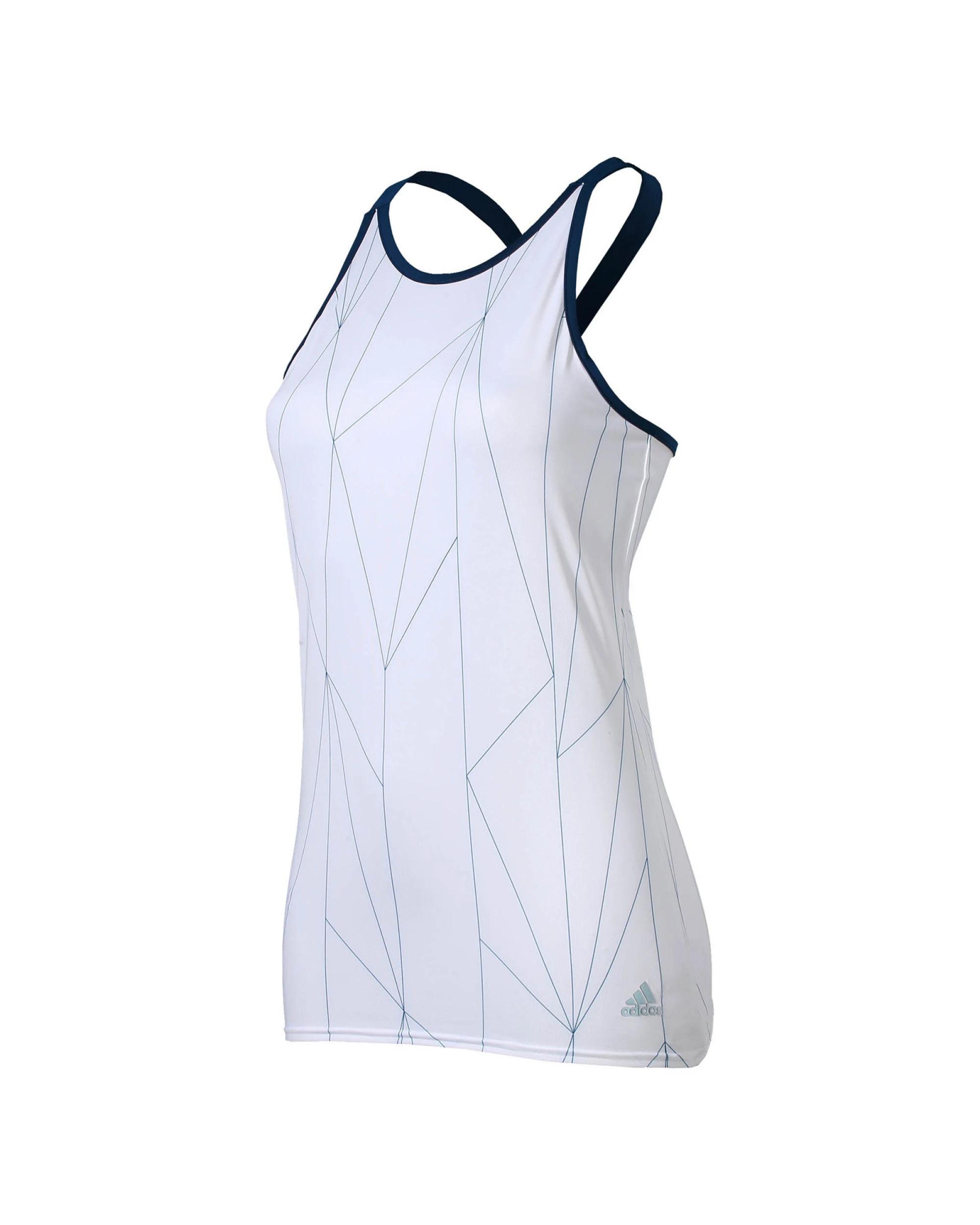 1 Adidas Girls Club Tank Tennis Top Sports Kids Childrens Climalite WHITE/TECH STEEL, 1 of 1