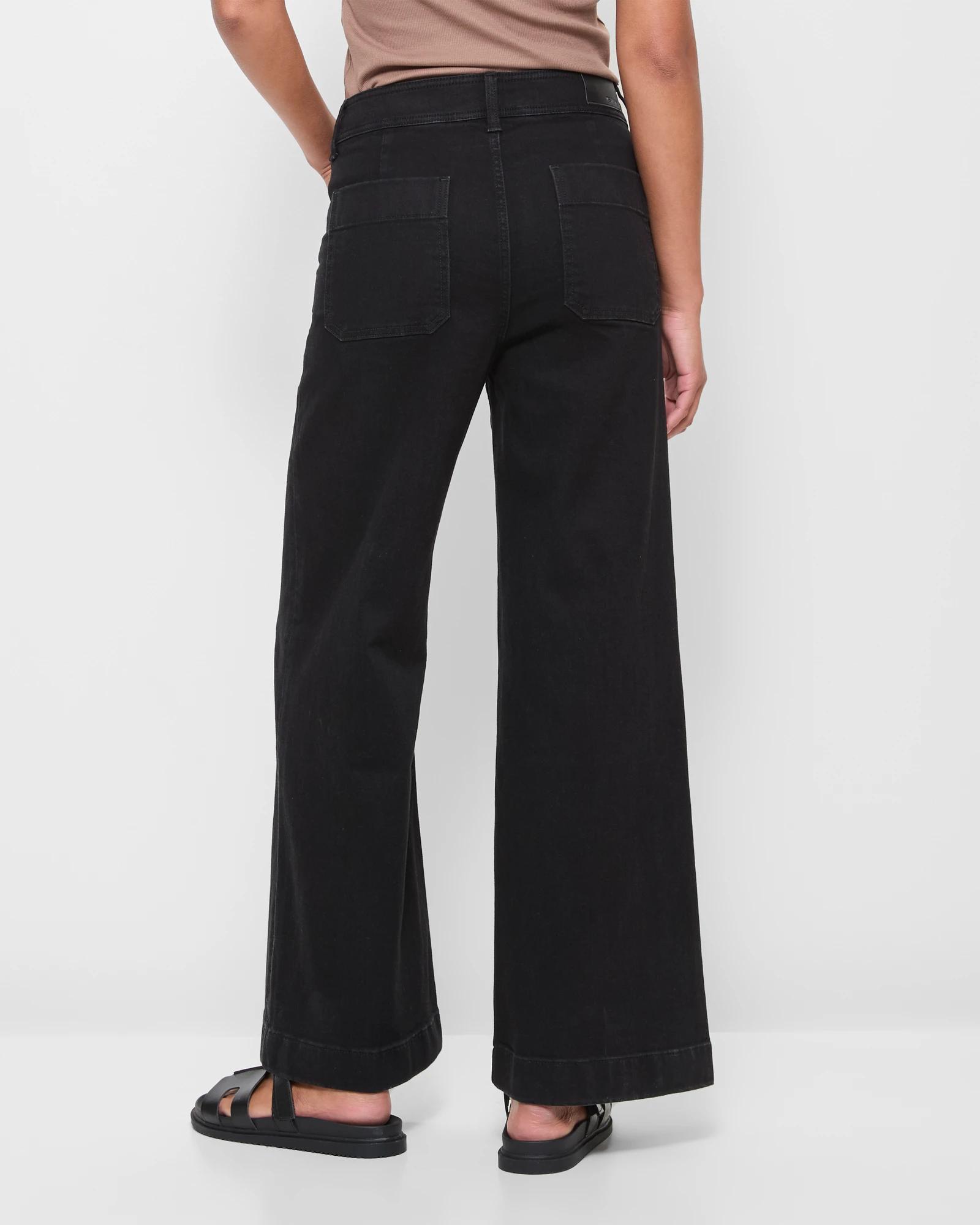 4 Target Mila Wide Leg High Rise Full Length Flat Front Denim Jeans BLACK, 4 of 5