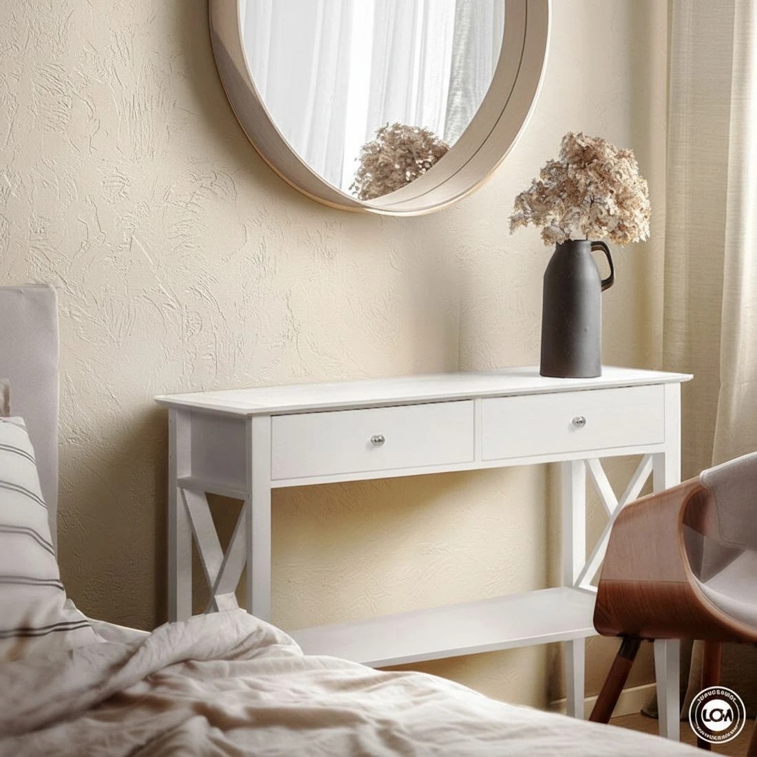 7 Artiss Console Table 2 Drawers 100CM - White, 7 of 8