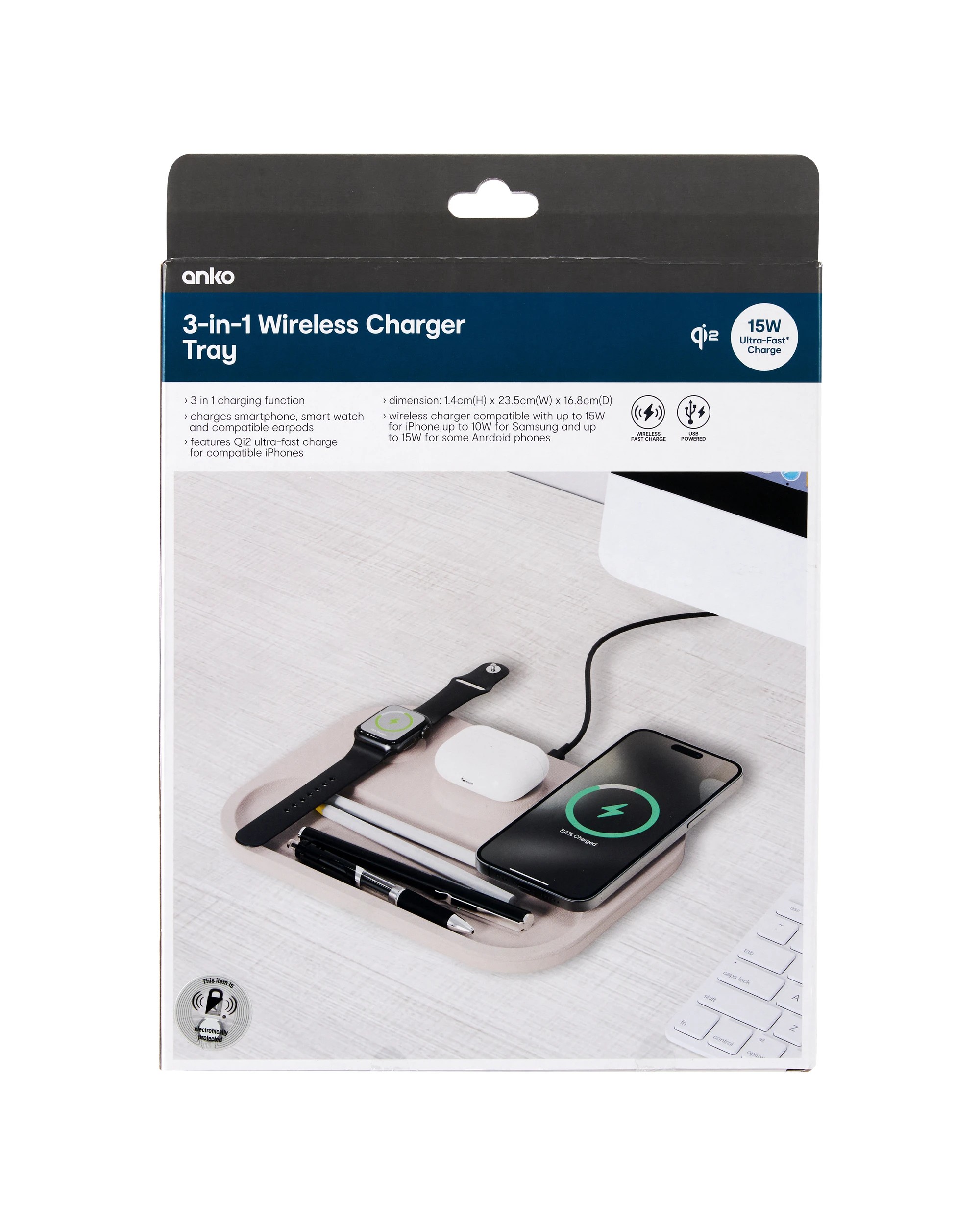 9 3-in-1 Wireless Charger Tray - Beige, 9 of 9