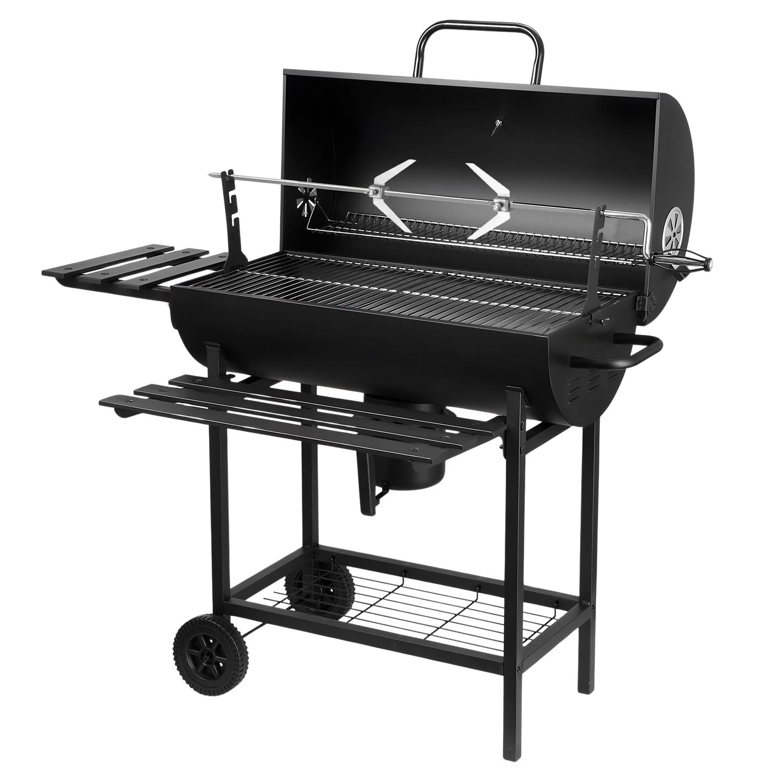 5 Ausway Charcoal BBQ Grill Trolley with Rotisserie Spit for Outdoor Camping & Backyard Barbecues, 5 of 7
