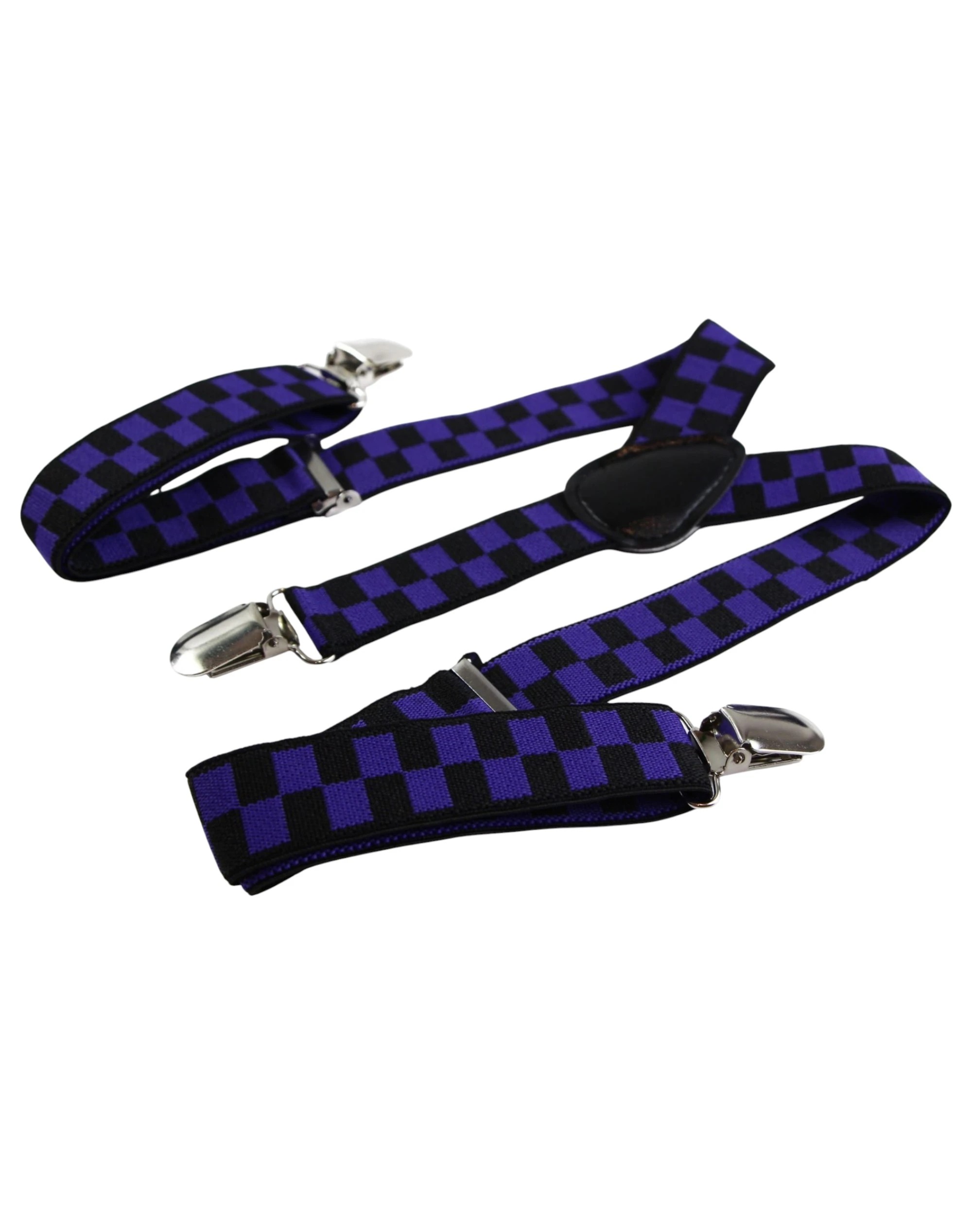 2 Zasel Boys Adjustable Purple & Black Checkered Patterned Suspenders - Multi, 2 of 3