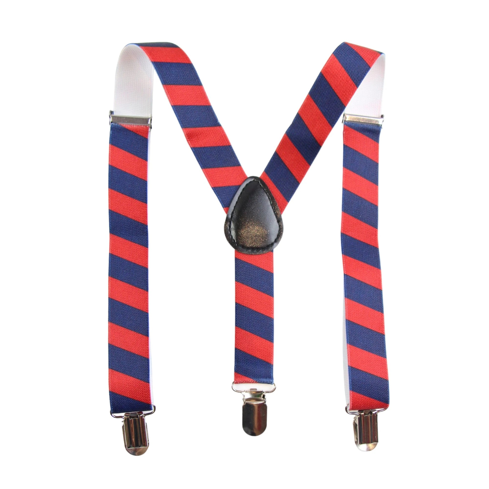 5 Zasel Boys Adjustable Red & Navy Diagonal Striped Patterned Suspenders - Multi - Multi, 5 of 5