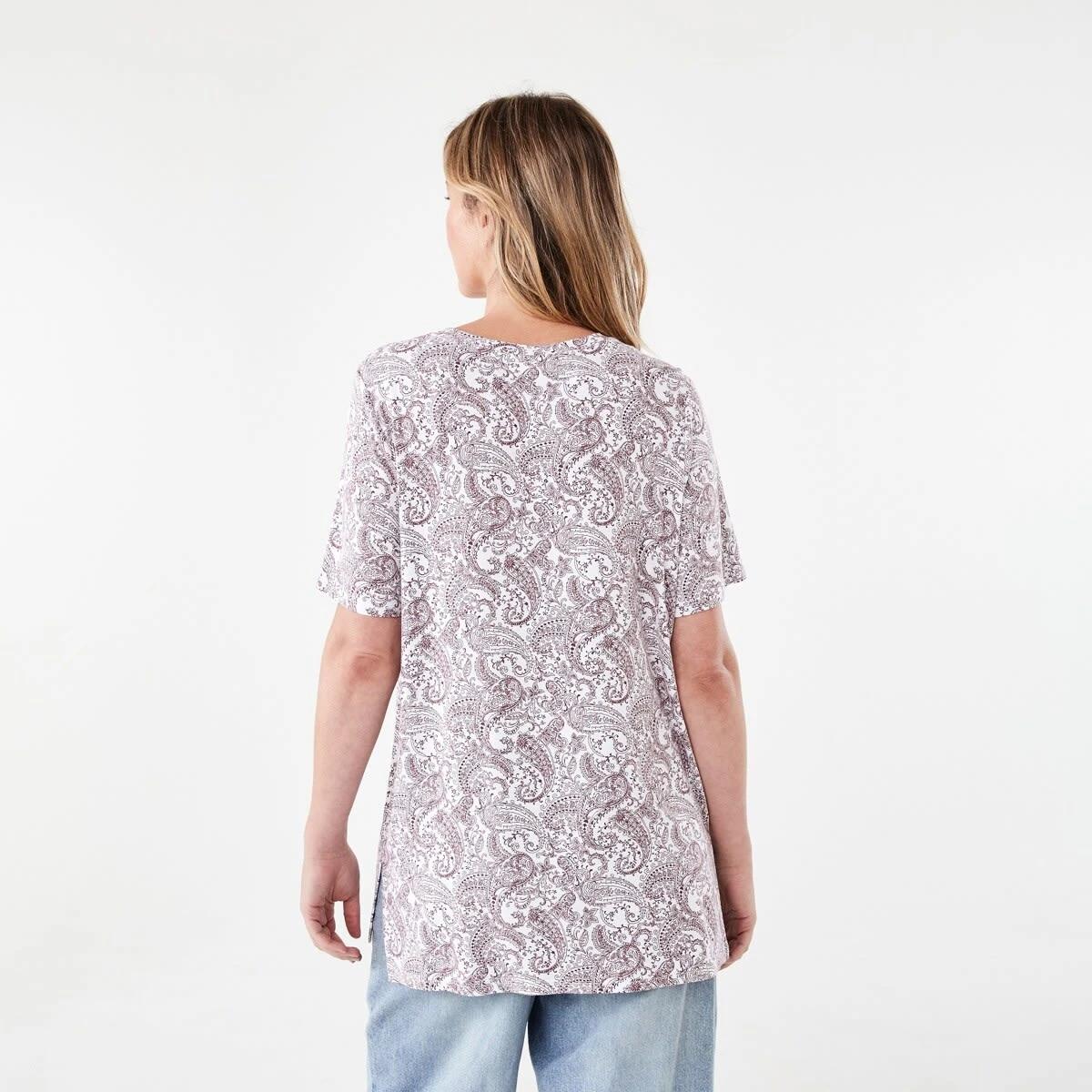 3 Short Sleeve Stepped Hem Tunic PAISLEY WHITE, 3 of 6
