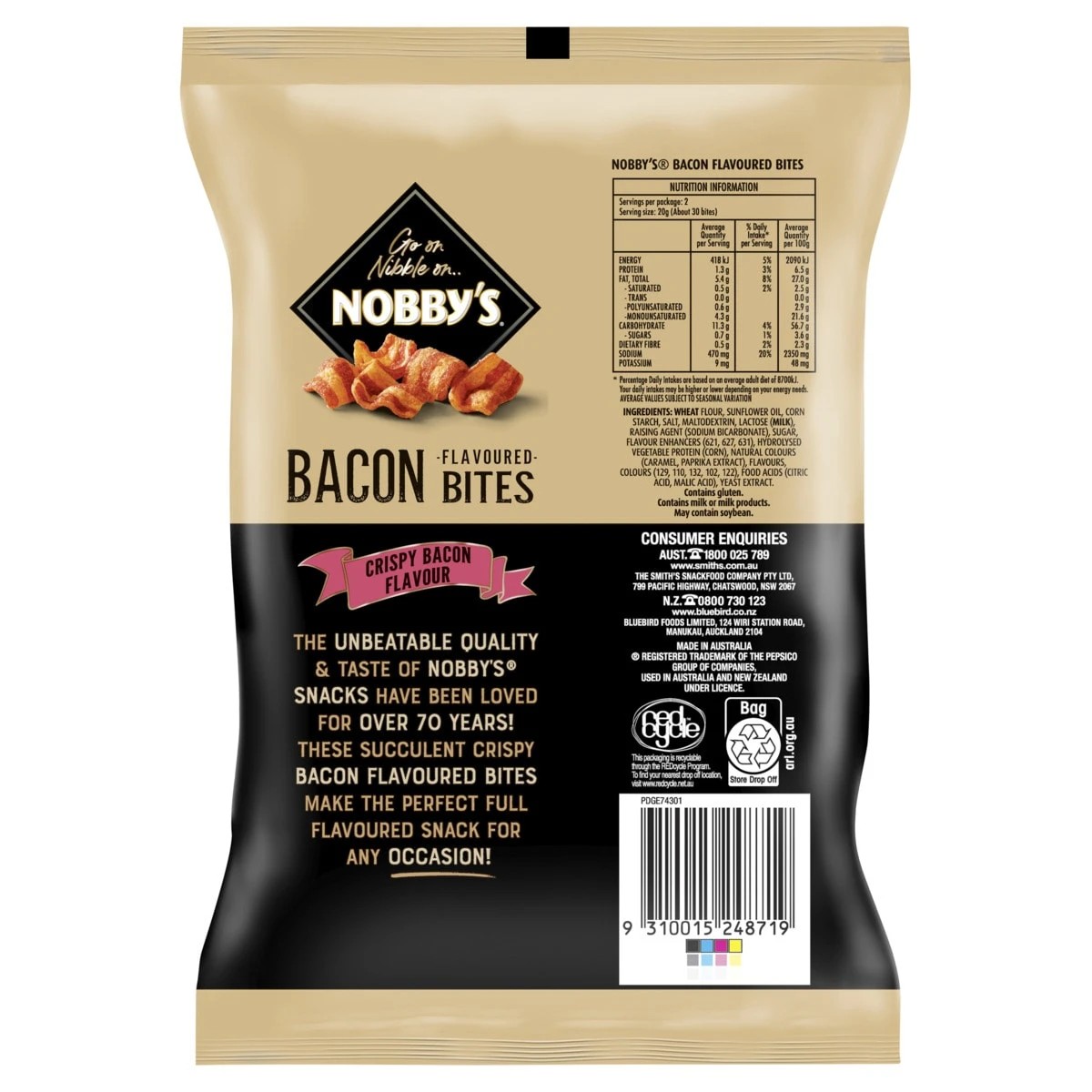 3 Nobby's Crispy Bacon Flavoured Bites 40g, 3 of 3