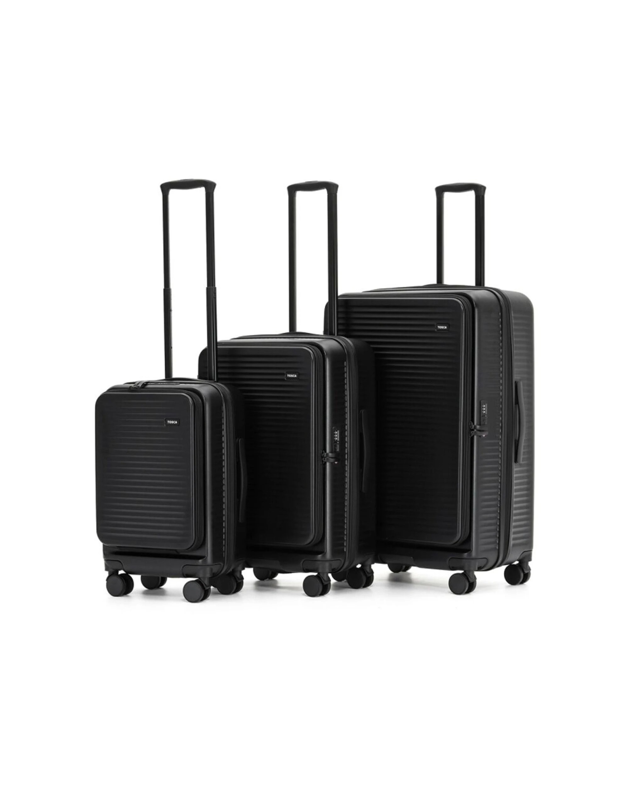 1 Tosca 3Pc Zen Travel Suitcases/Luggage Set With Wheels & Combination Lock - Black, 1 of 7