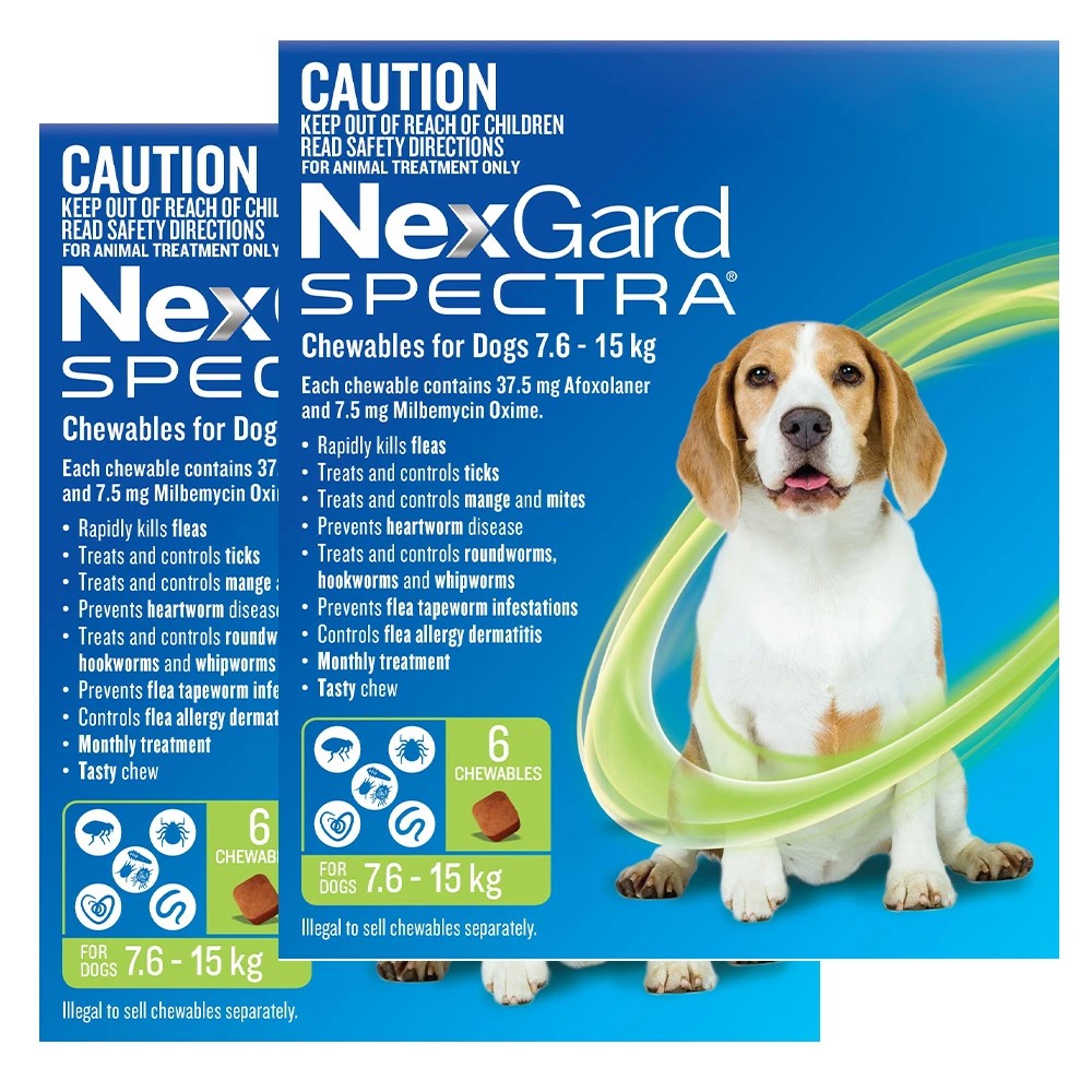 1 Nexgard Spectra Medium Dogs (7.6 - 15kg) Green 12 Pack, 1 of 1