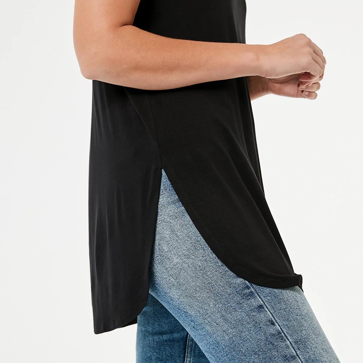 4 Short Sleeve Curved Hem Tunic Black, 4 of 5