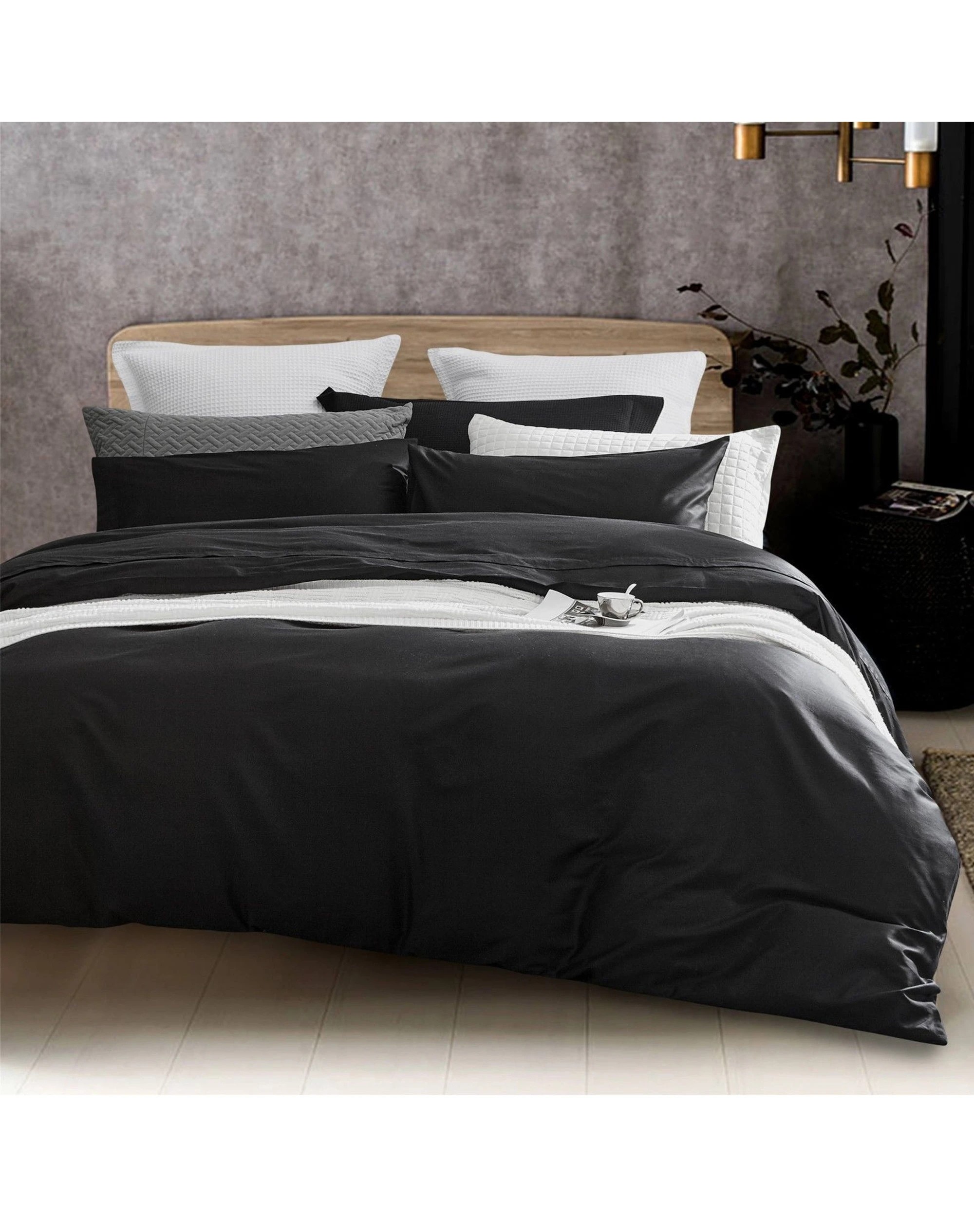 2 Cotton More 100% Bamboo Silk Feel Soft Doona Quilt Cover Set King - Black, 2 of 4