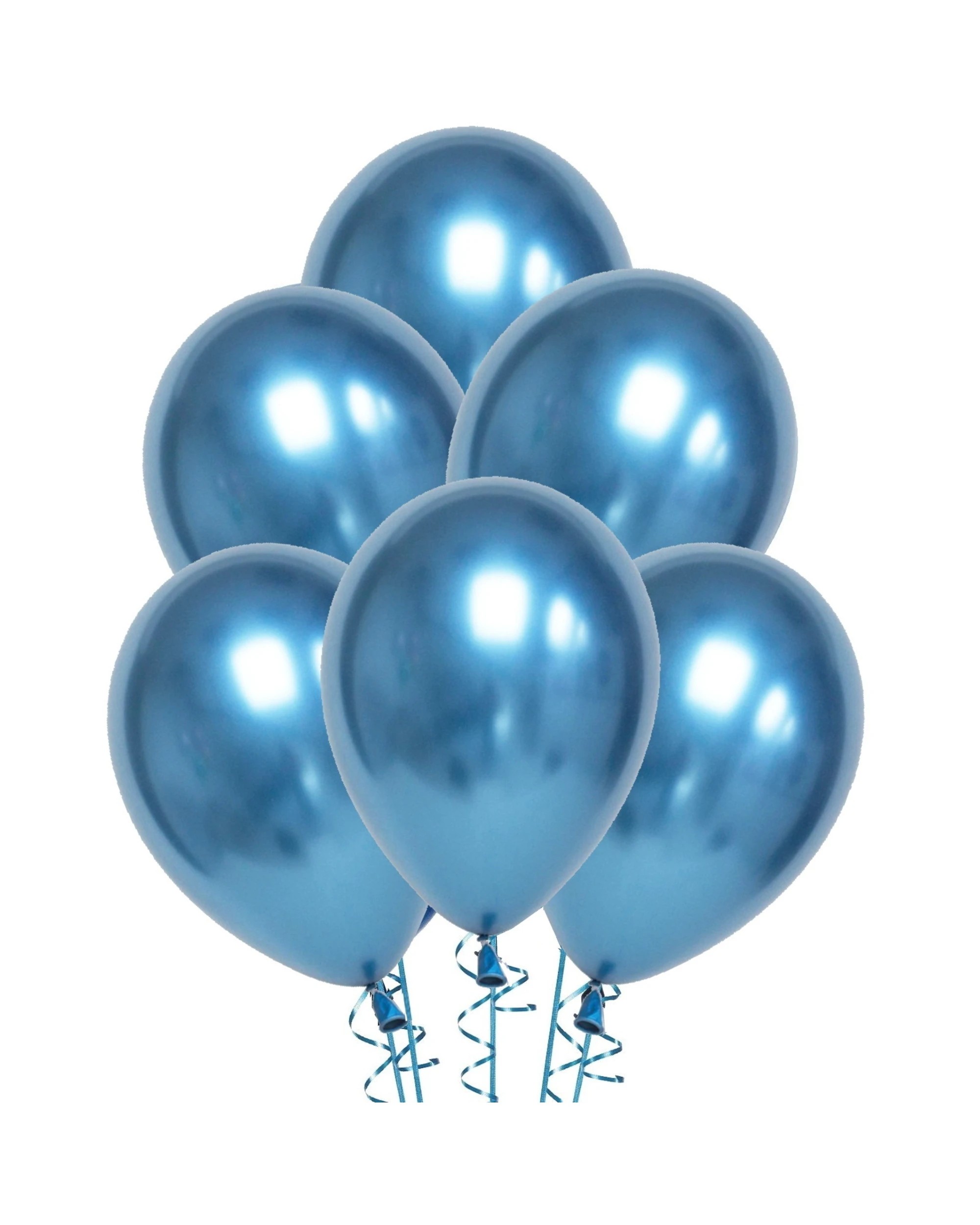 1 Partyrama Chrome Blue Balloons 30cm Round Pack of 10 - Blue, 1 of 2