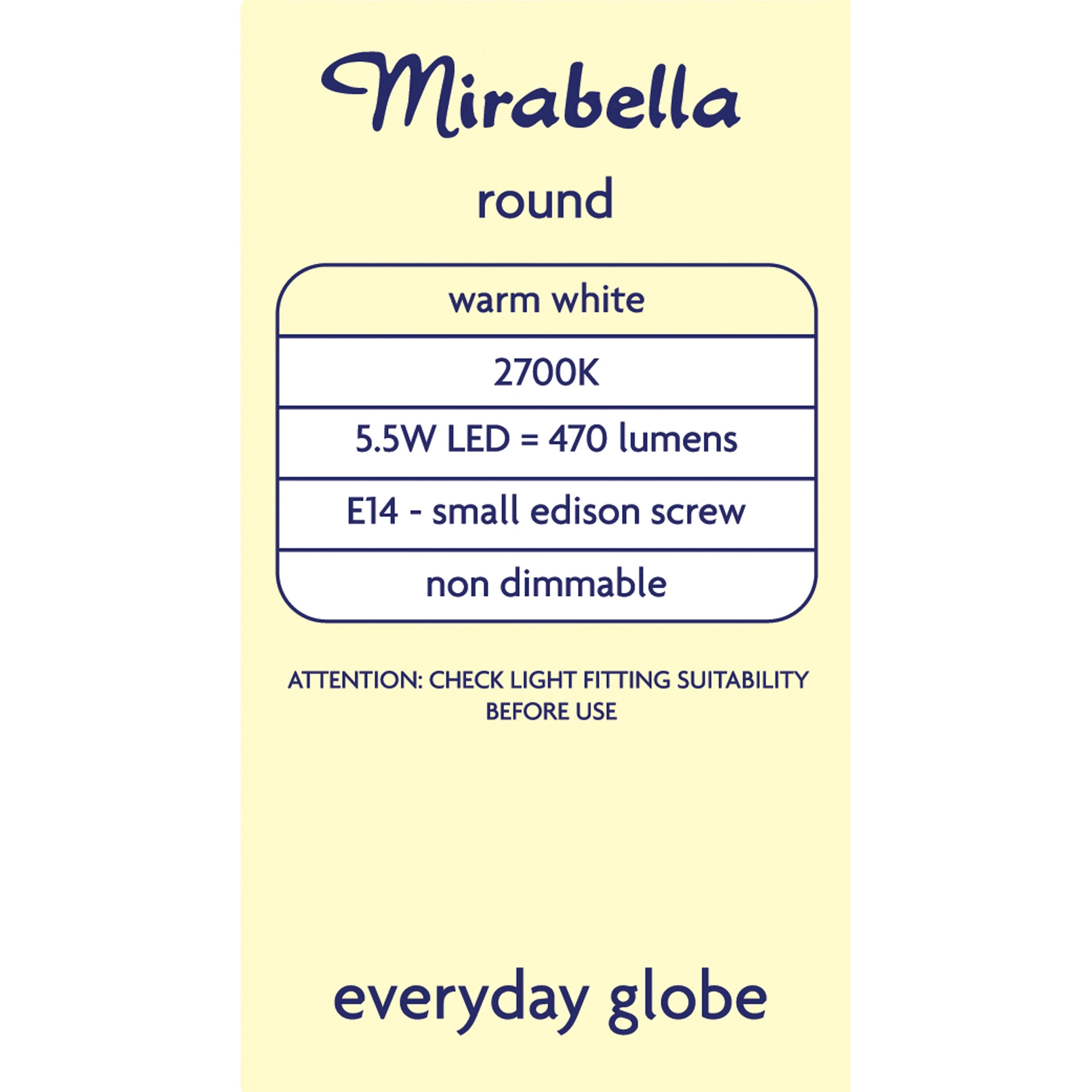 3 Mirabella 5.5W LED Warm White Round Everyday Globe Bulb, 3 of 7