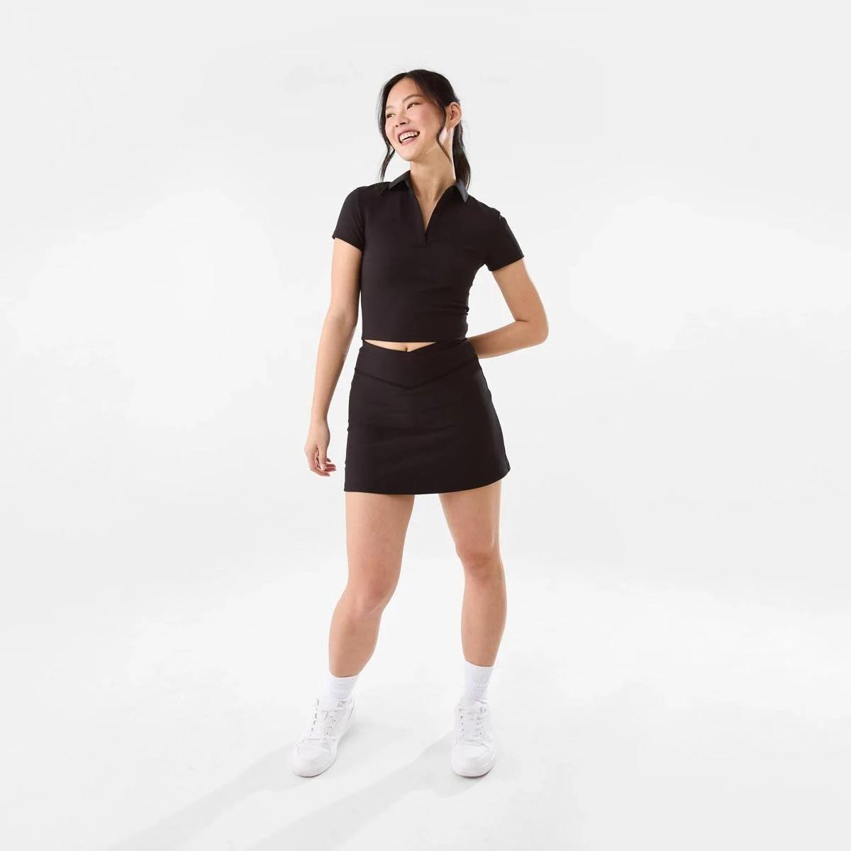 2 Active Womens Collared Baby T-shirt Black, 2 of 7