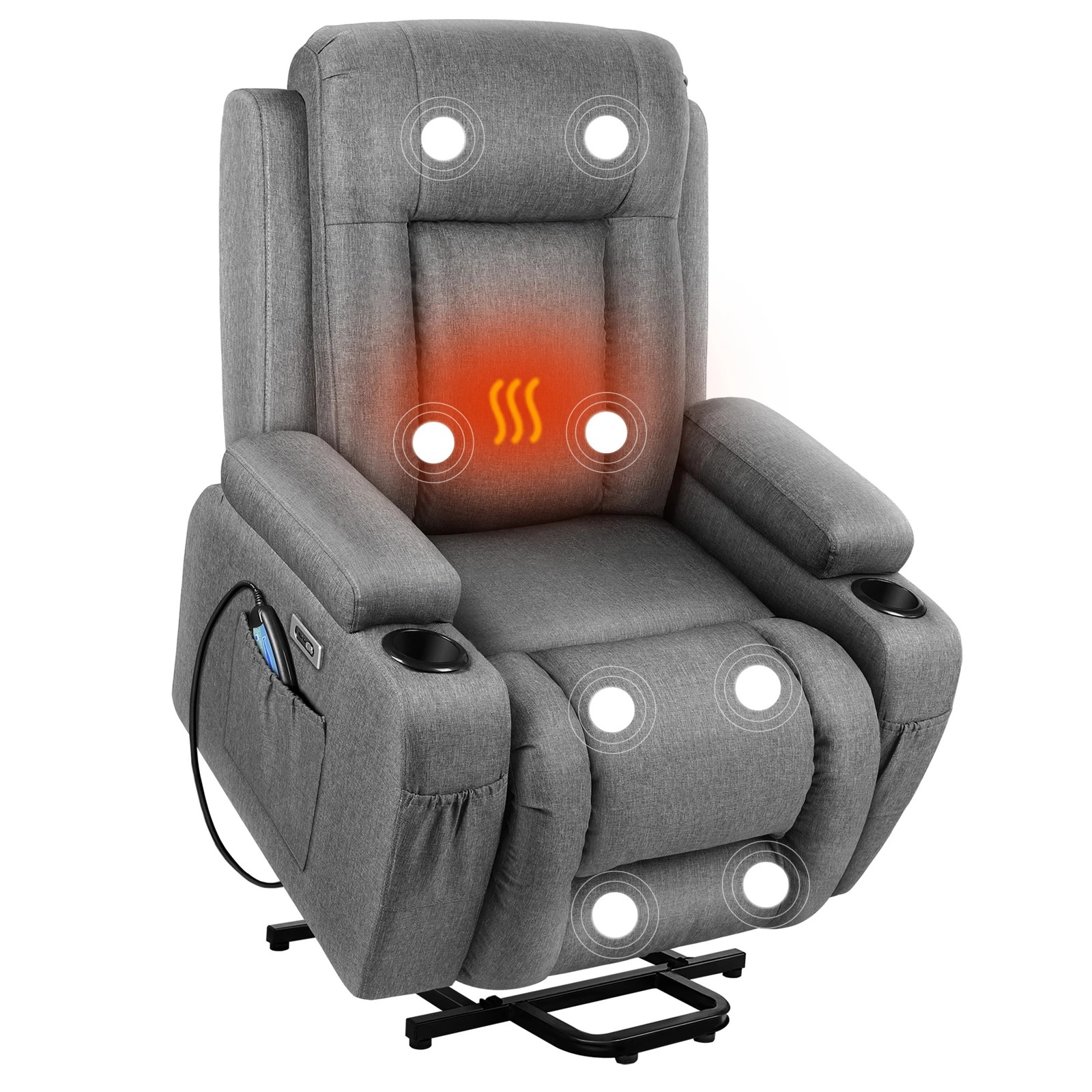 1 Alfordson Recliner Chair Electric Lift Heated Massage Armchair Lounge Sofa - Grey, 1 of 8