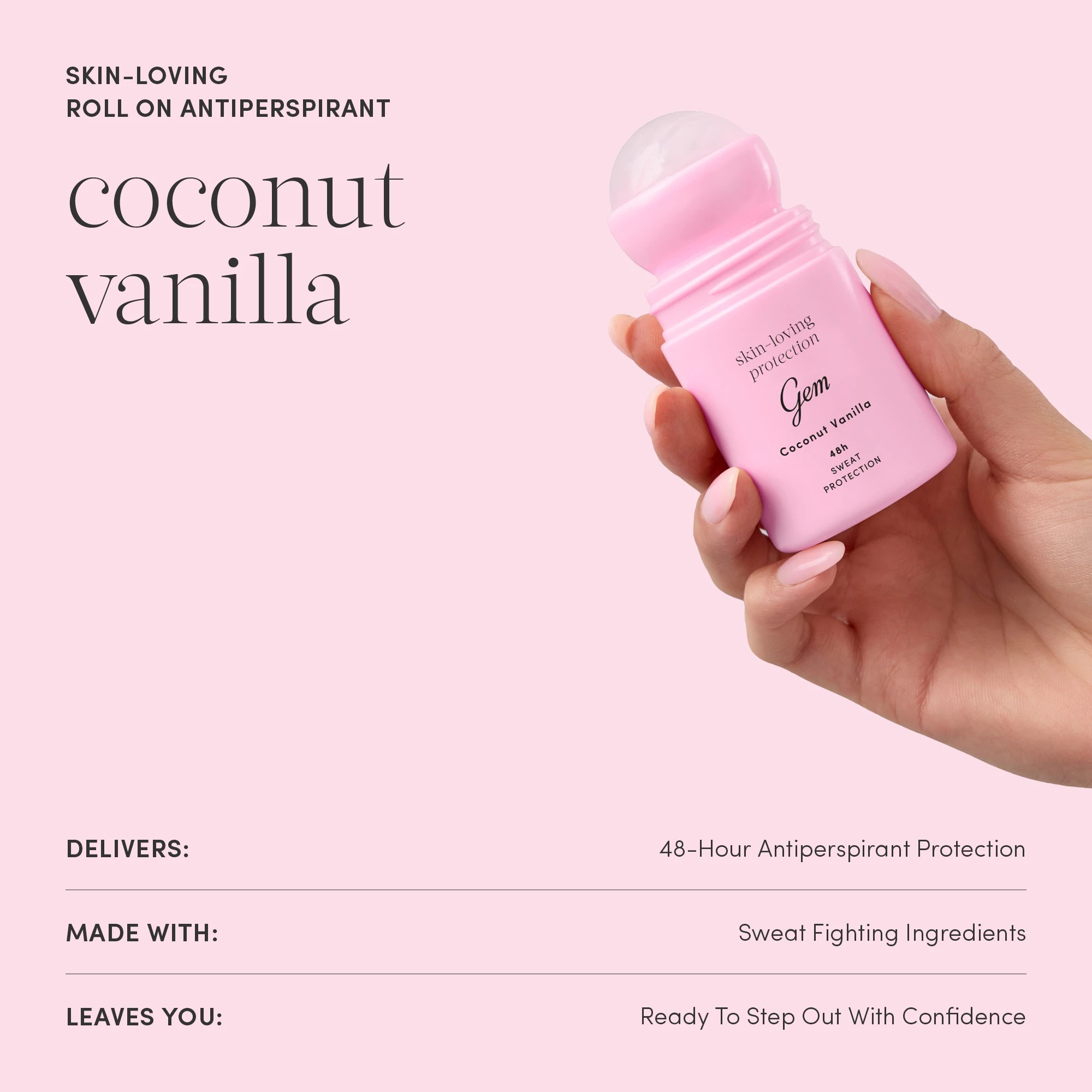 5 Gem Skin Loving Roll on Deodorant 50ml - Coconut & Vanilla, 5 of 6
