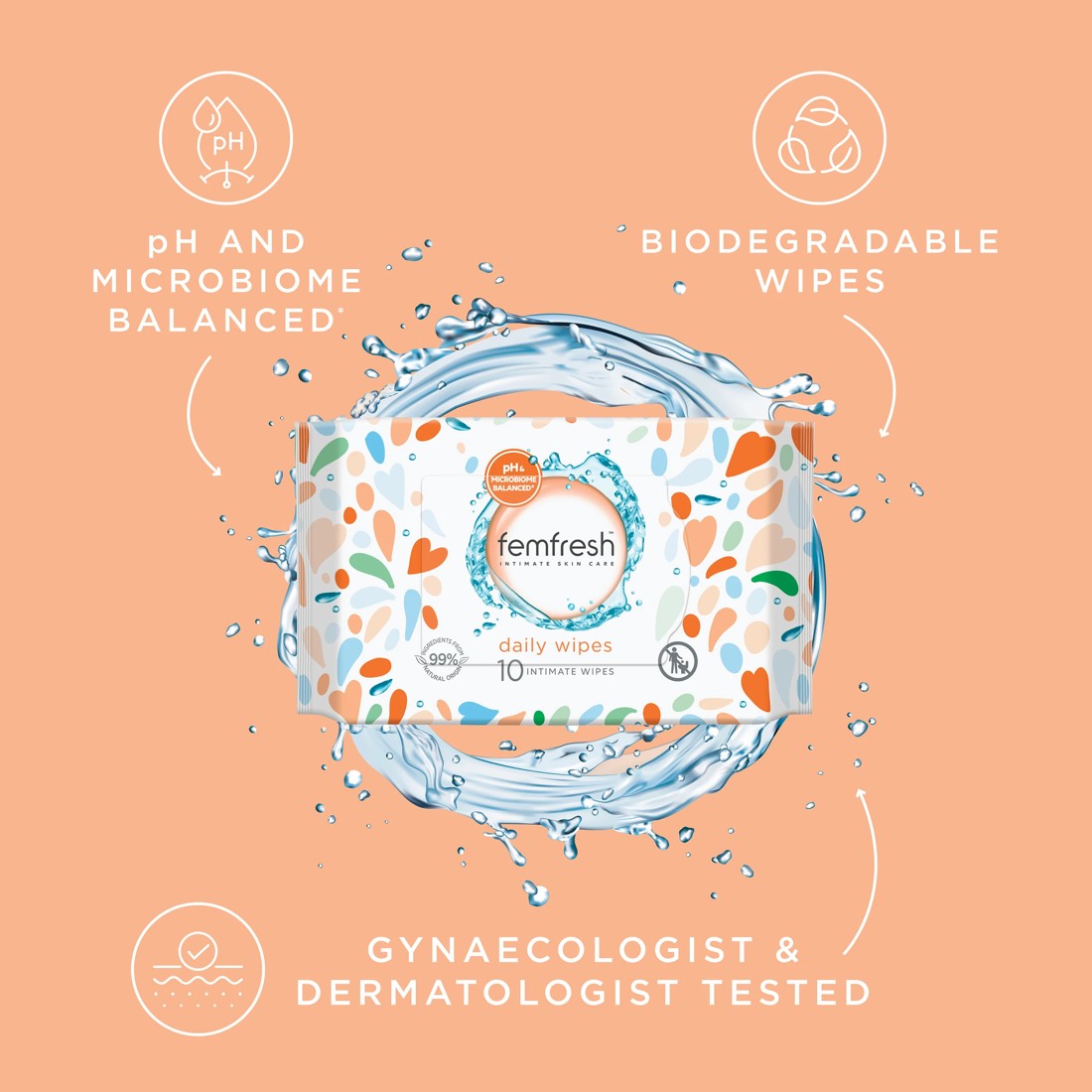 4 10 Pack Femfresh Intimate Skincare Daily Wipes - Aloe Vera and Calendula Extracts, 4 of 9