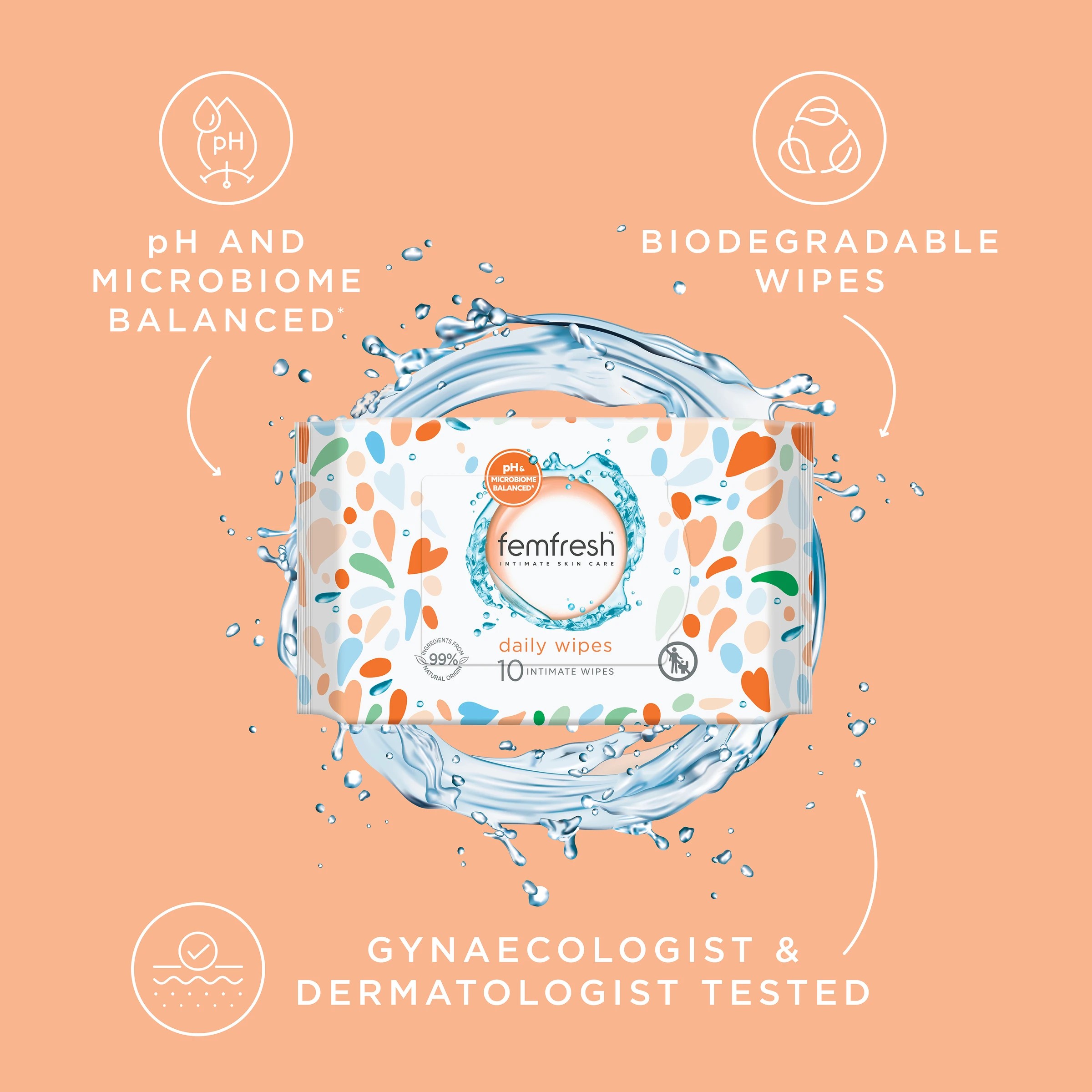 4 10 Pack Femfresh Intimate Skincare Daily Wipes - Aloe Vera and Calendula Extracts, 4 of 9