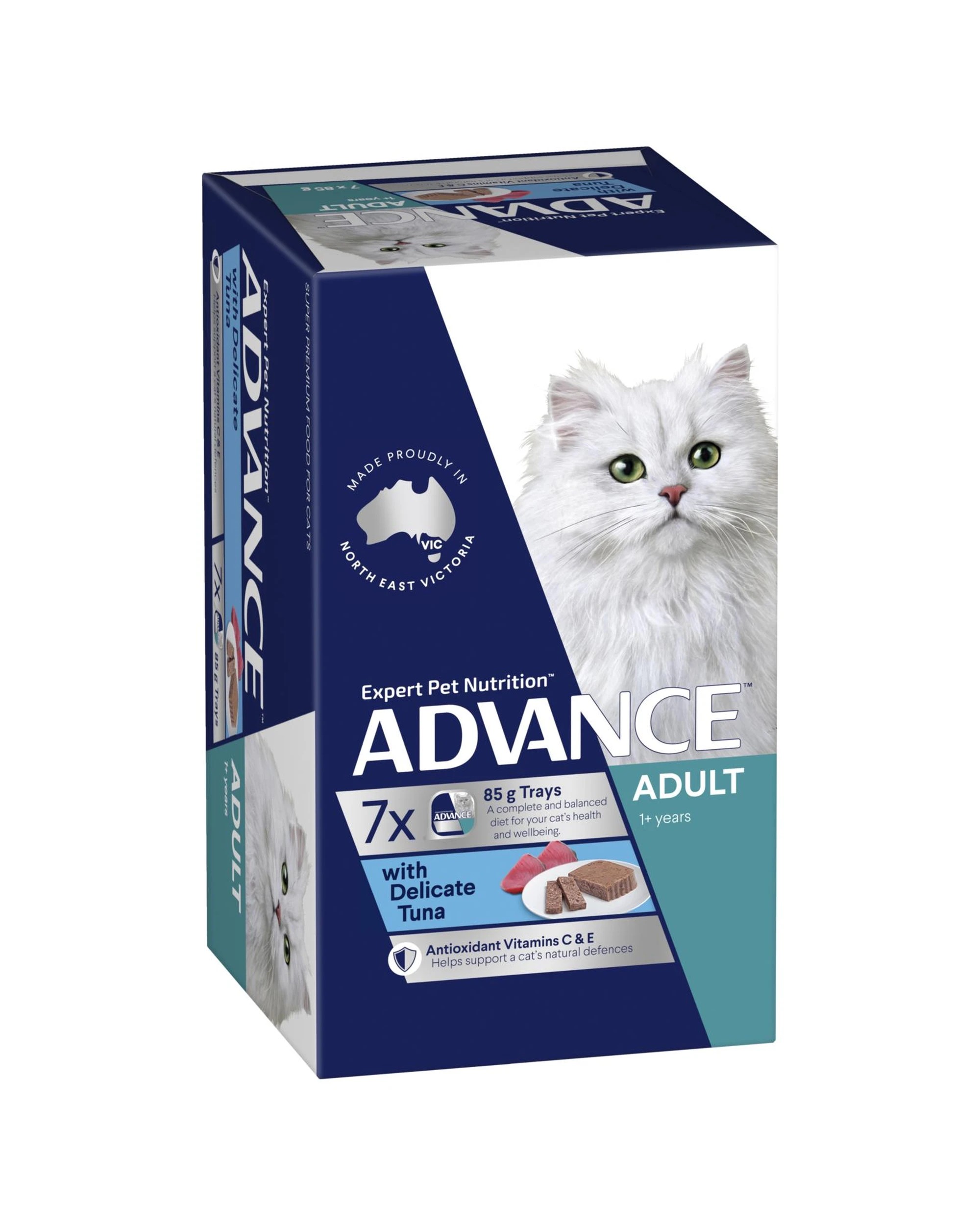 2 Advance Adult 1+ Wet Cat Food w/ Delicate Tuna 7 x 85g, 2 of 3