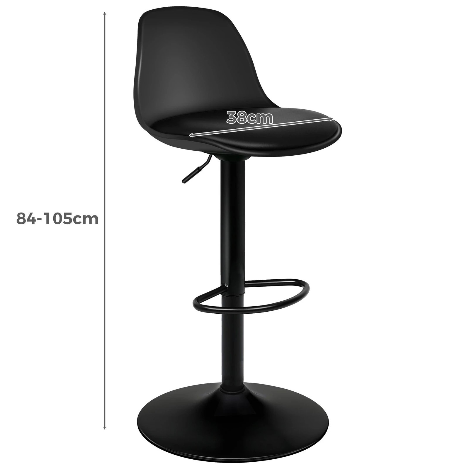 7 Alfordson 4x Bar Stools Kitchen Swivel Chair Leather Gas Lift Philip - Black, 7 of 8