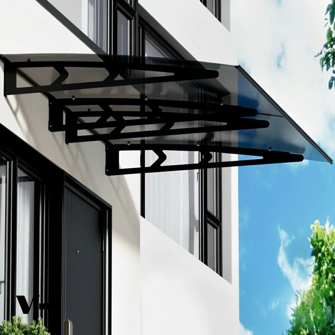 4 Instahut Window Door Awning Canopy 1mx2m  Solid Sheet Metal Frame - Grey, 4 of 6