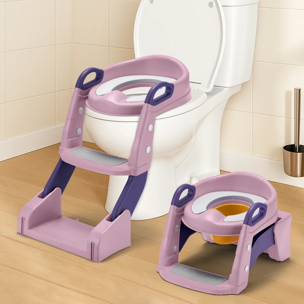 3 PlayPals Kids Potty Trainer Seat Chair Toddler Training Stool with Ladder - Pink, 3 of 3