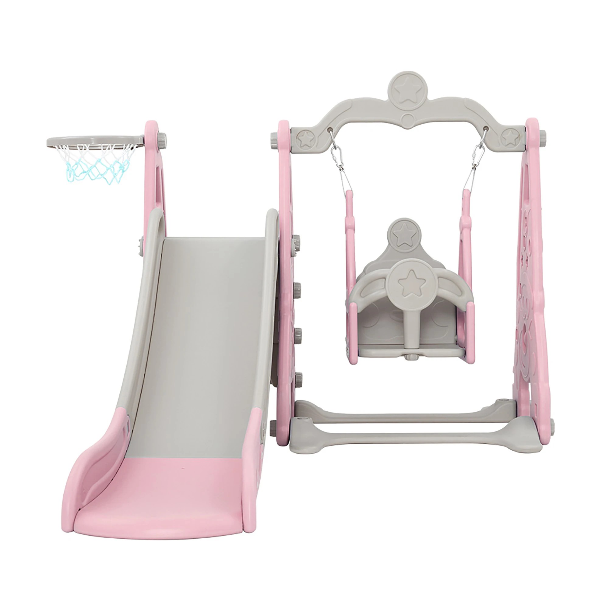 2 Keezi Kids Slide Swing Set Basketball Hoop Outdoor Playground Toys 170cm - Pink, 2 of 9