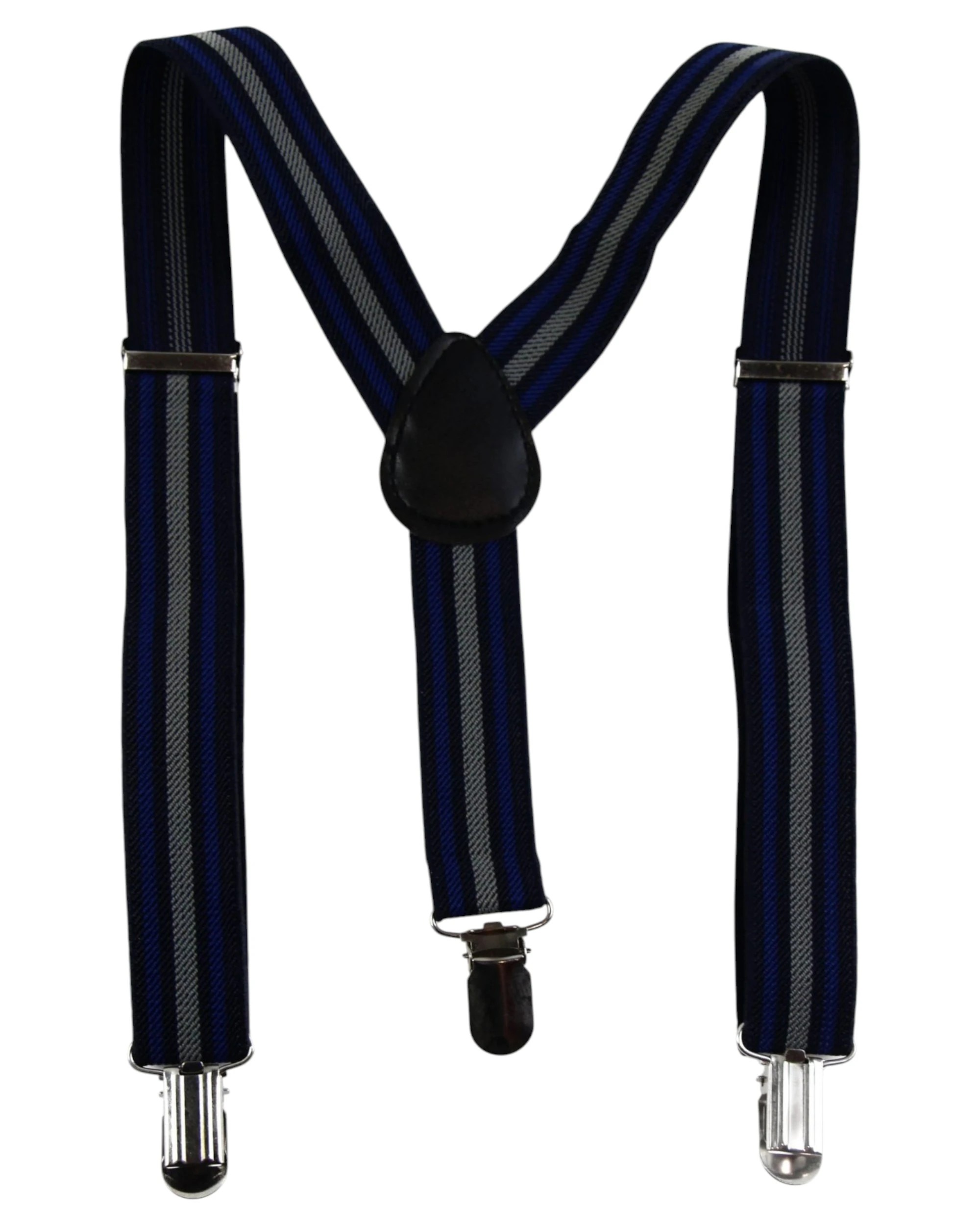 1 Zasel Boys Adjustable Navy, Blue & Grey Striped Patterned Suspenders - Multi, 1 of 4