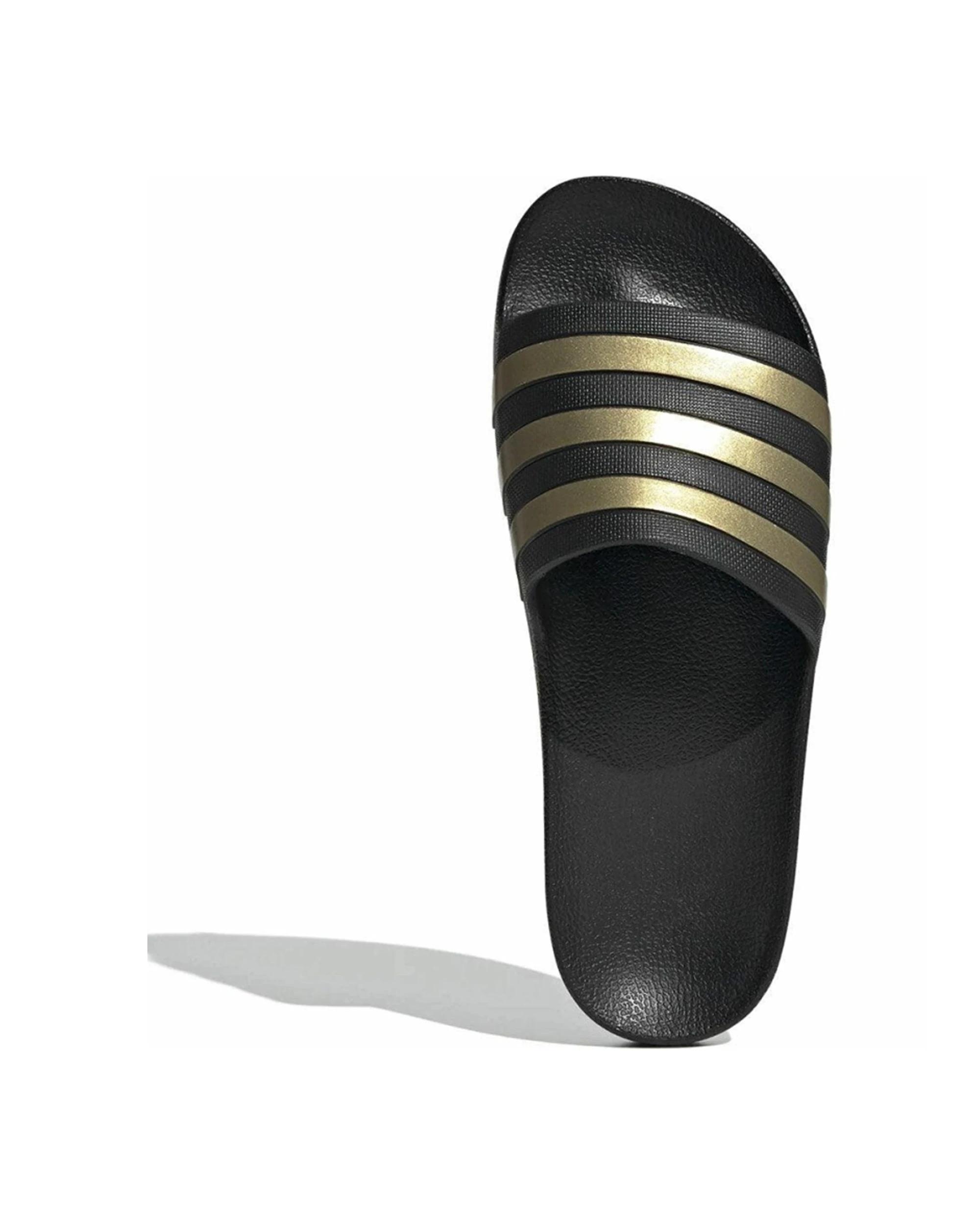 4 Adidas Adilette Aqua Slides Lightweight Quick Dry BLACK/GOLD, 4 of 4