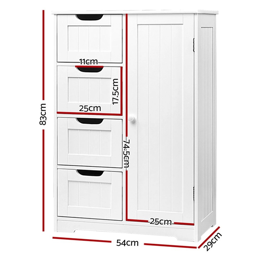 4 Artiss Bathroom Cabinet Storage Drawers Bathroom Organizer Moisture Resistant Slim Design Space Saving
 - white, 4 of 10