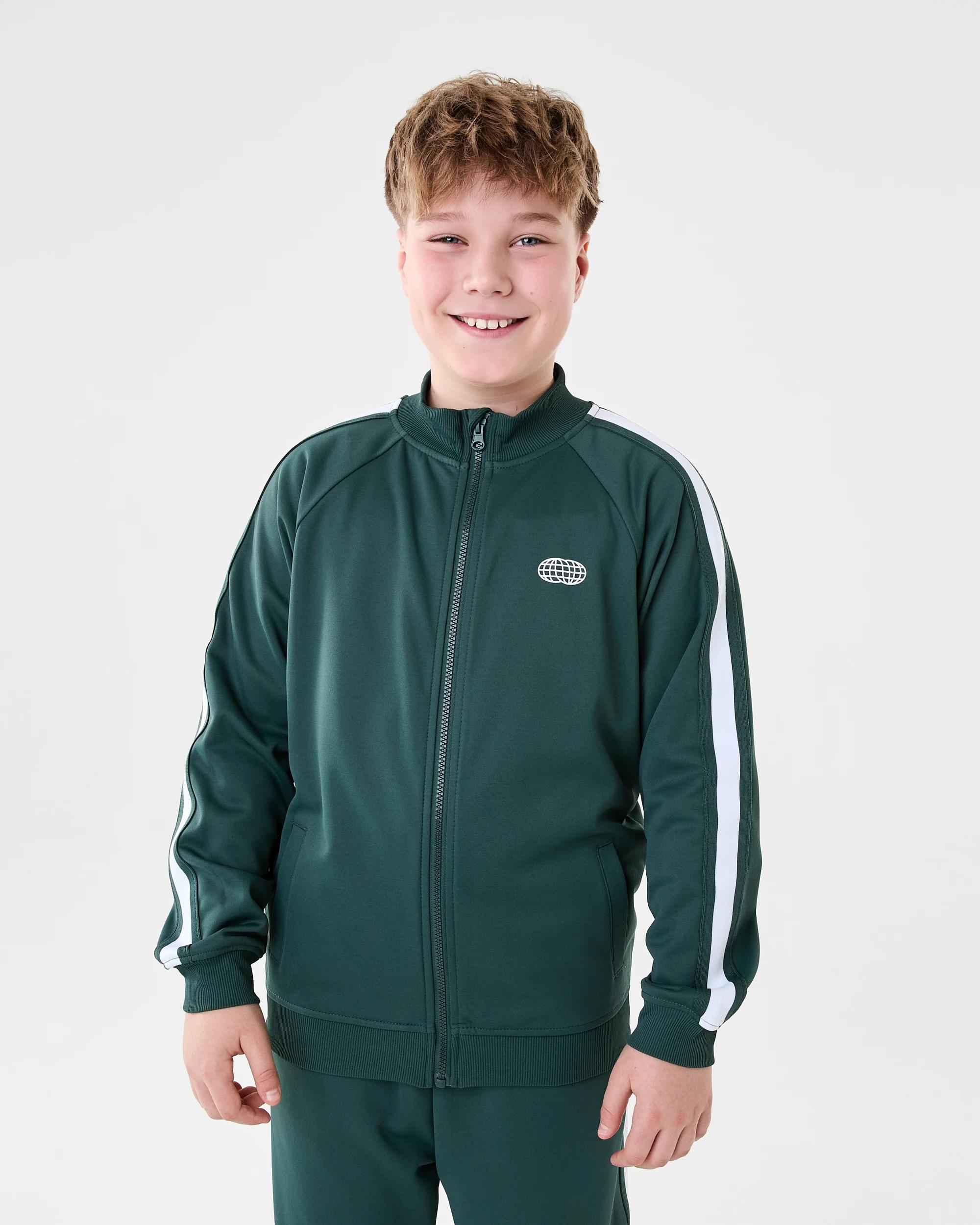 2 Tricot Zip Through Sweatshirt Grn Globe, 2 of 10