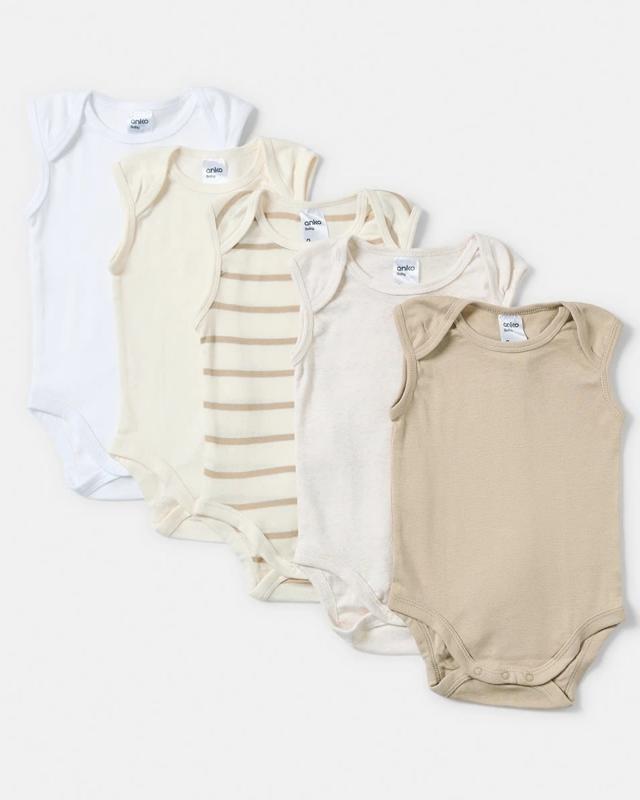 5 Pack Cotton Sleeveless Bodys