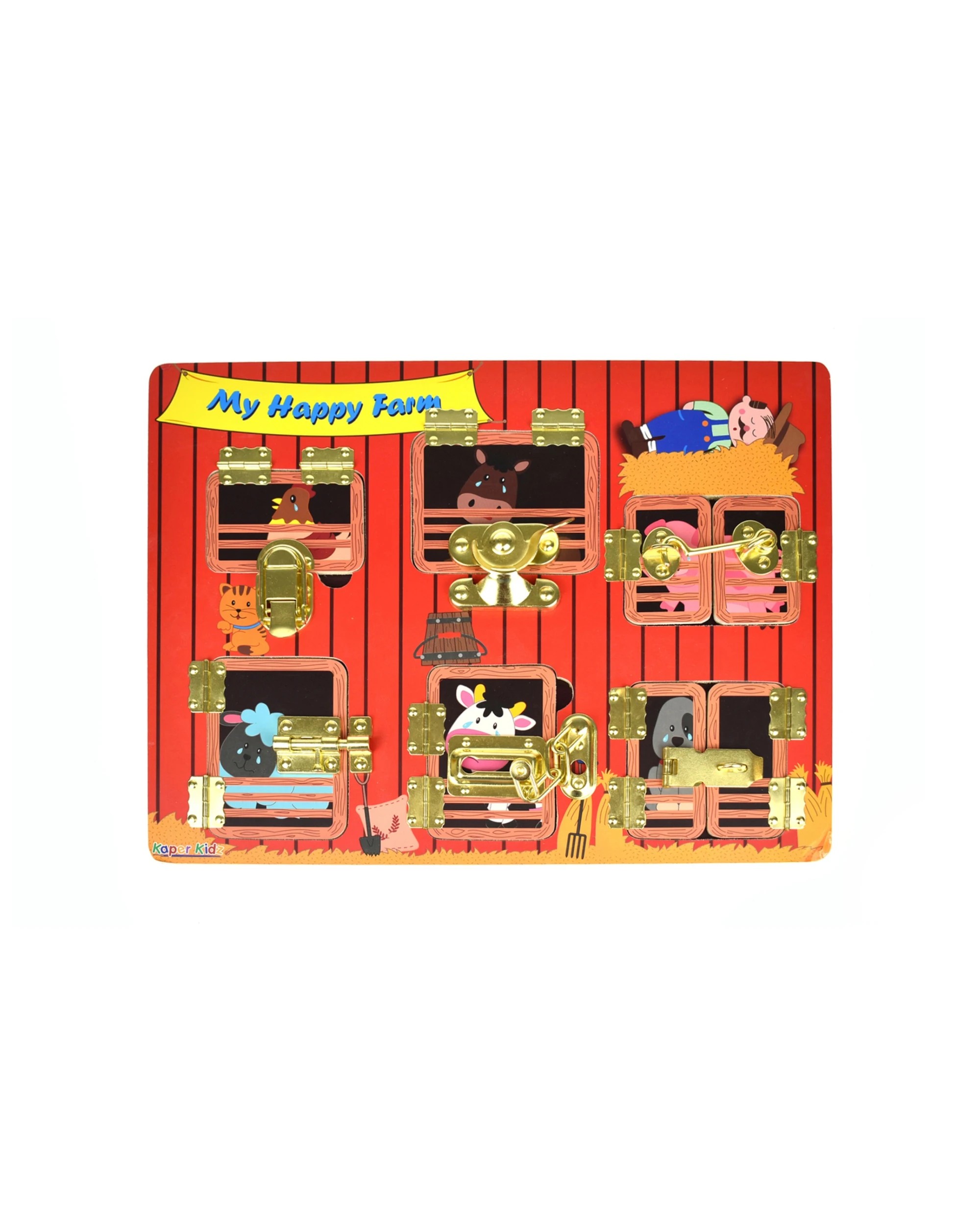 1 Kaper Kidz My Happy Farm Latches Puzzle Childrens Toy Educational Play Board - Multi, 1 of 7