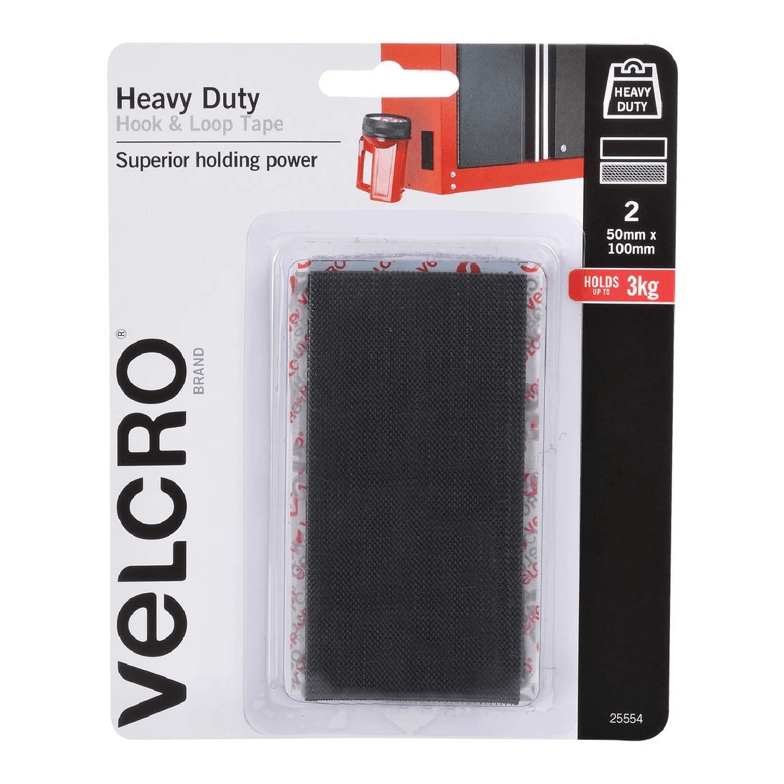 1 VELCRO Brand Heavy Duty Hook and Loop Strip 50 x 100mm 2 Pack, 1 of 1